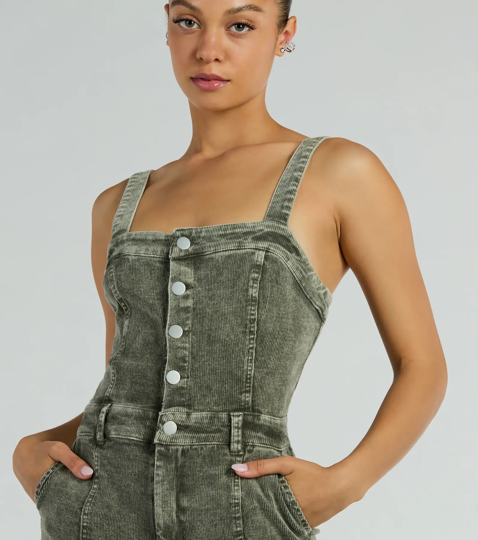 Ultimate Vintage-Inspired Acid-Wash Corduroy Jumpsuit