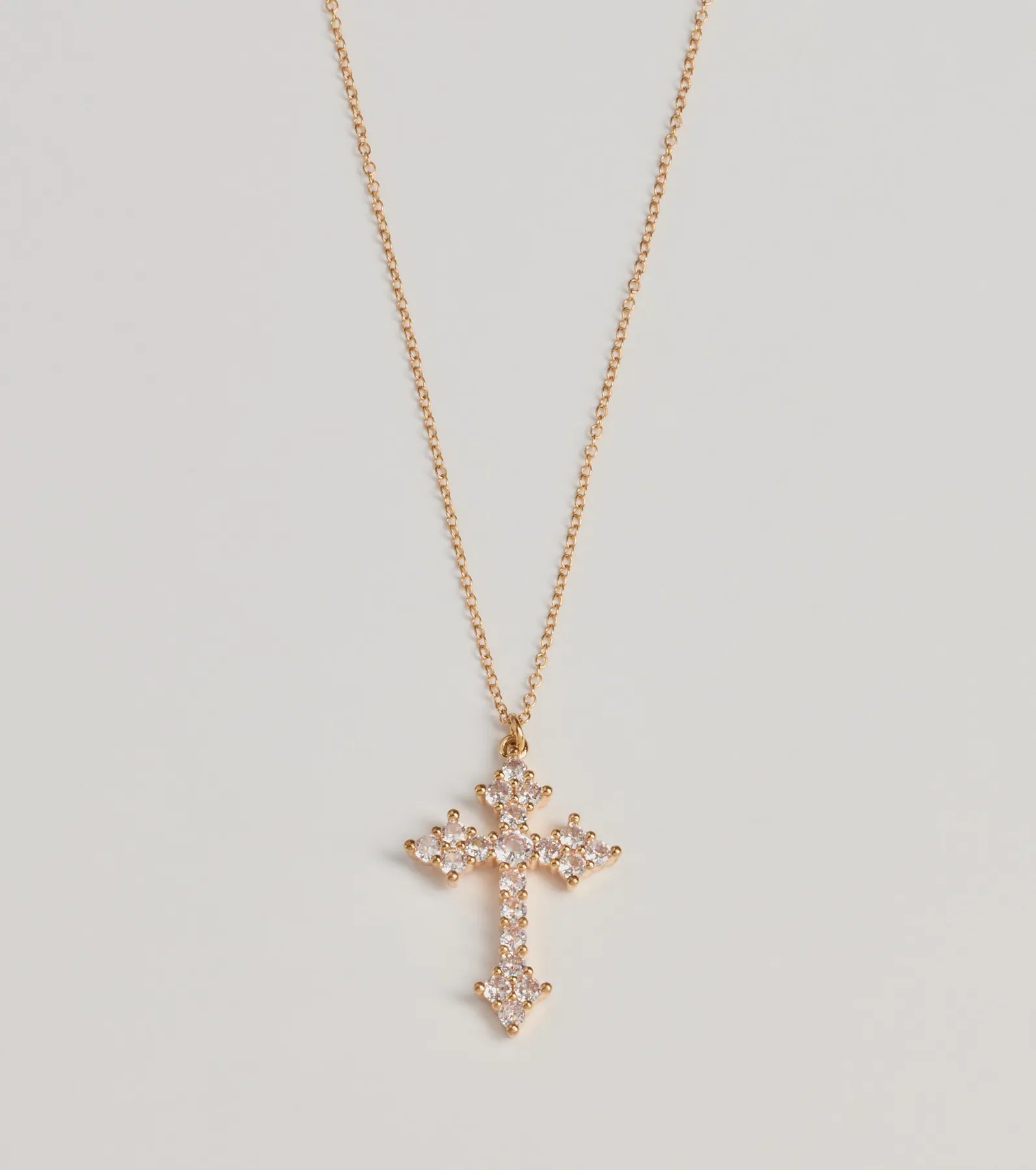 Premium Divine Charm Rhinestone Cross Pendant Necklace