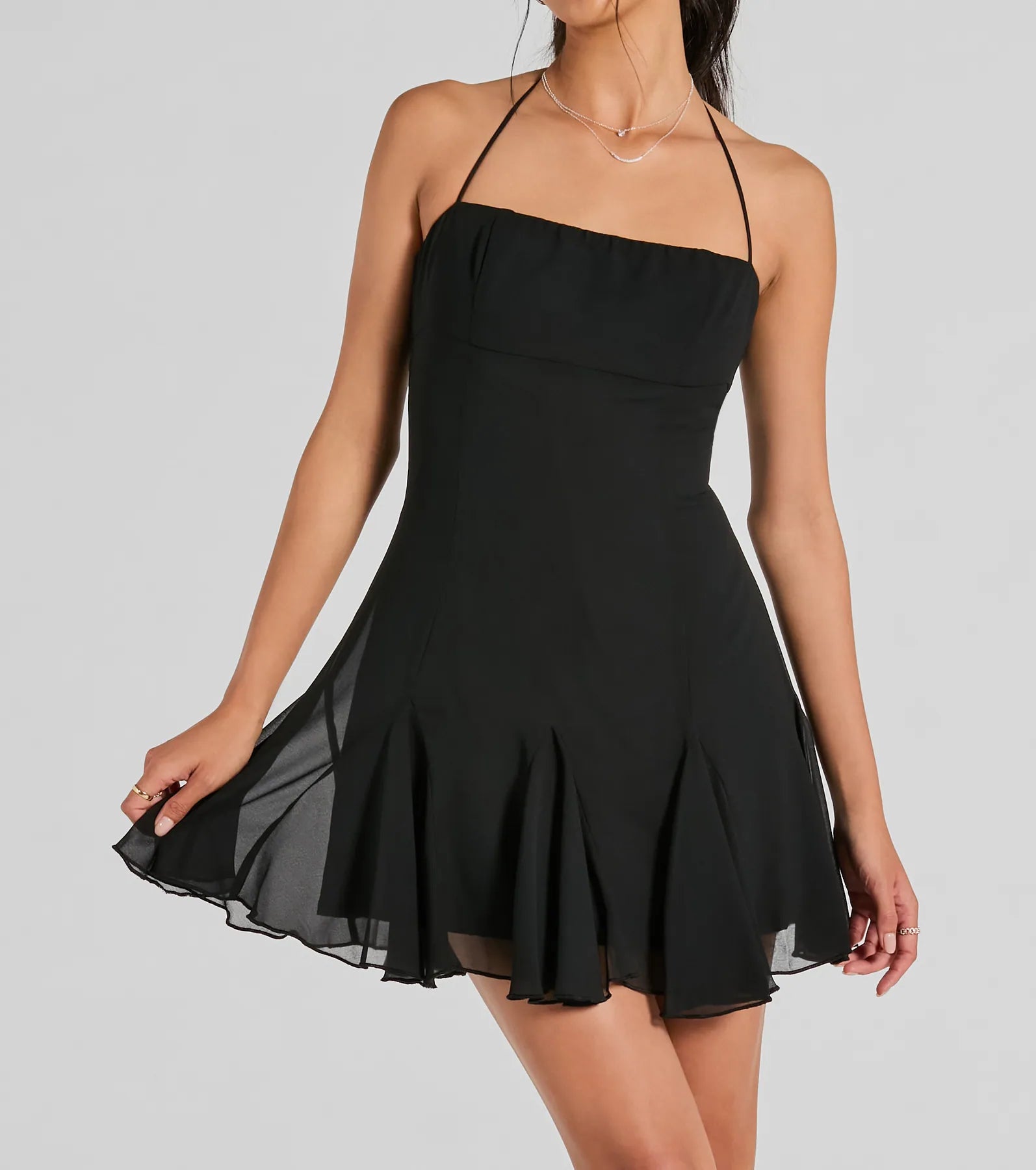 Ultimate Chic Pleated Chiffon A-Line Mini Dress for Date Nights