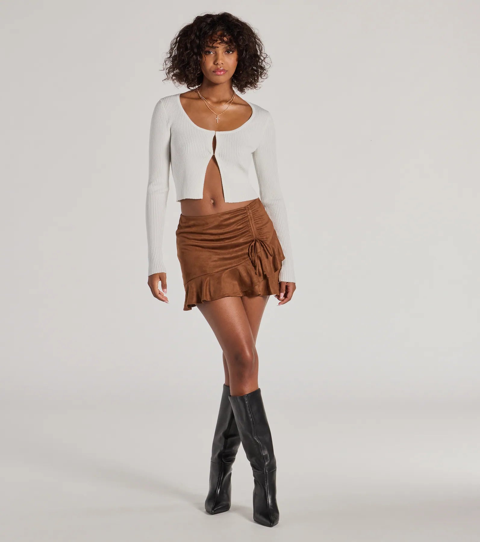 Premium Faux Suede Ruffled Skort - Ultimate Style & Comfort