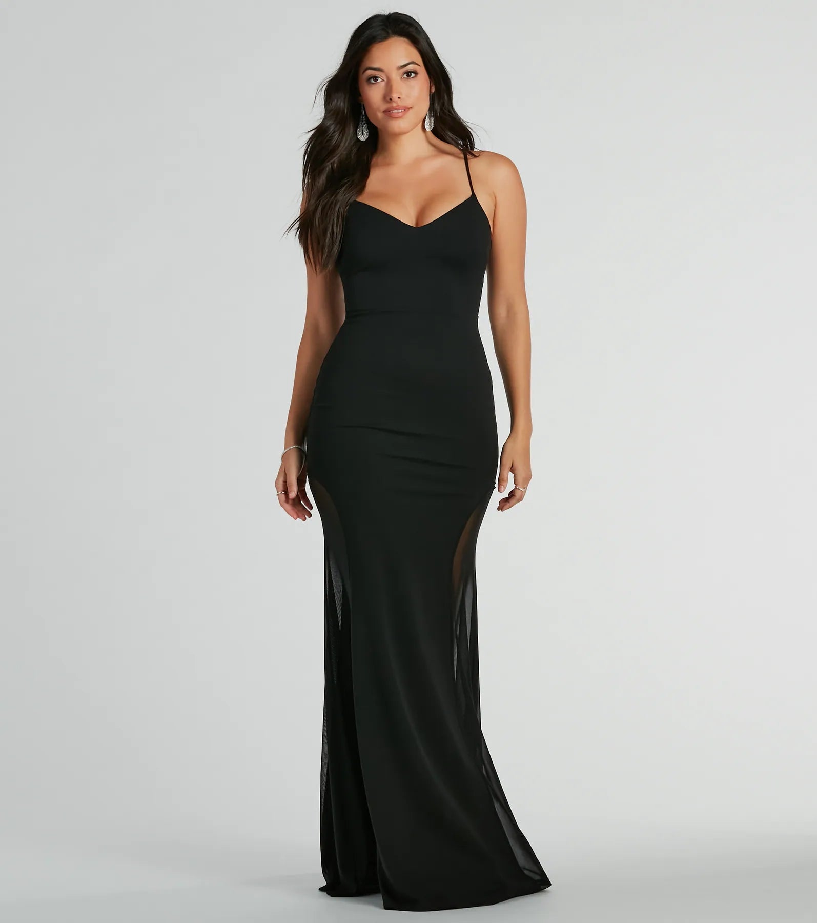 Amy Premium V-Neck Mermaid Crepe Evening Gown