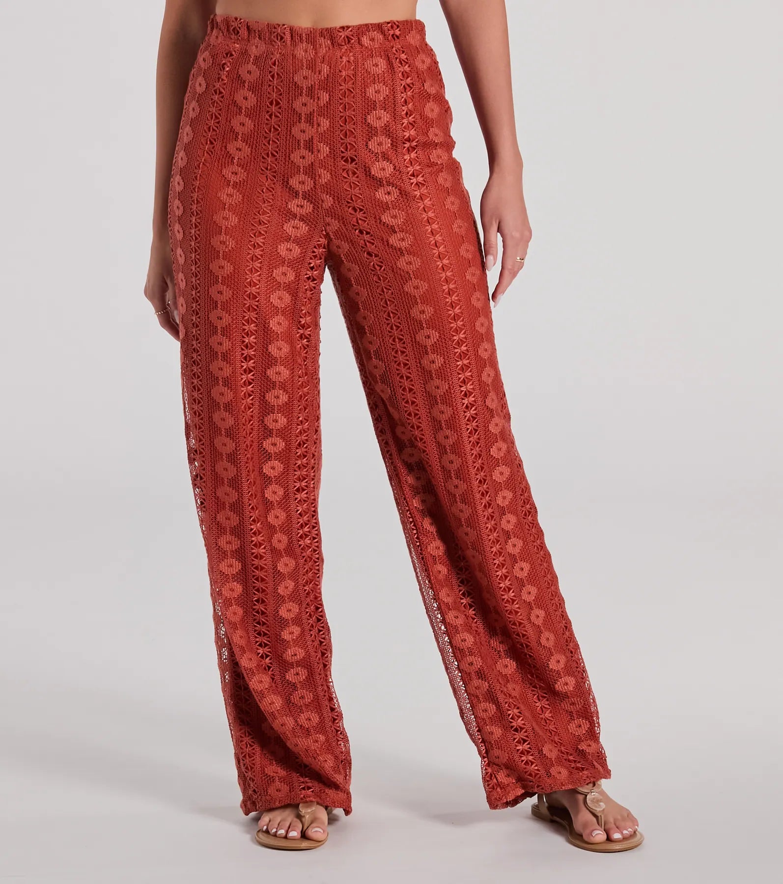 Premium Weekend Breeze High-Rise Crochet Palazzo Pants