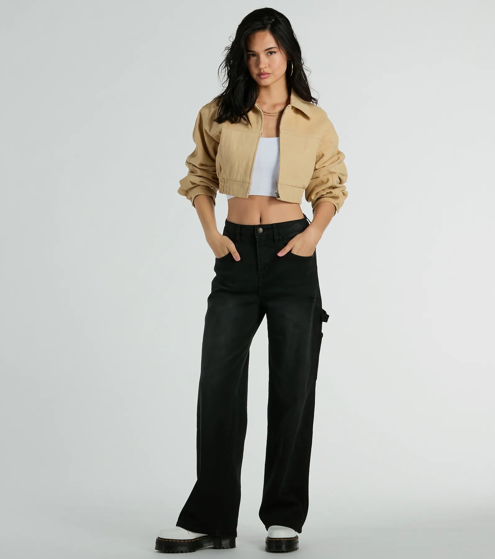 Ultimate Style Cinched Crop Bomber Jacket