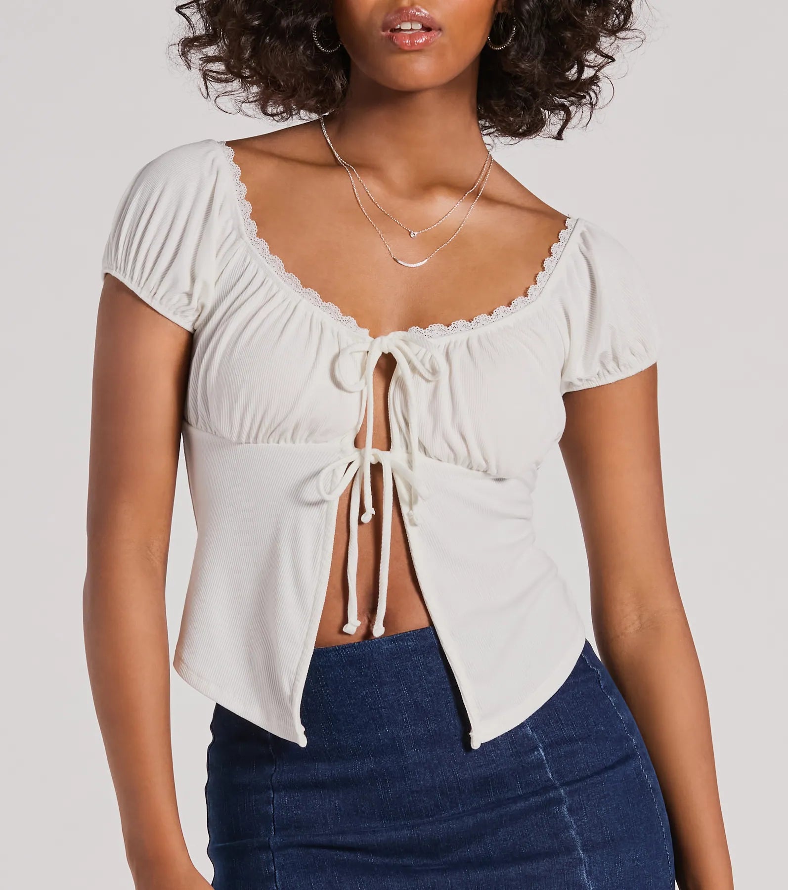 Ultimate Sultry Tie-Front Lace Crop Top