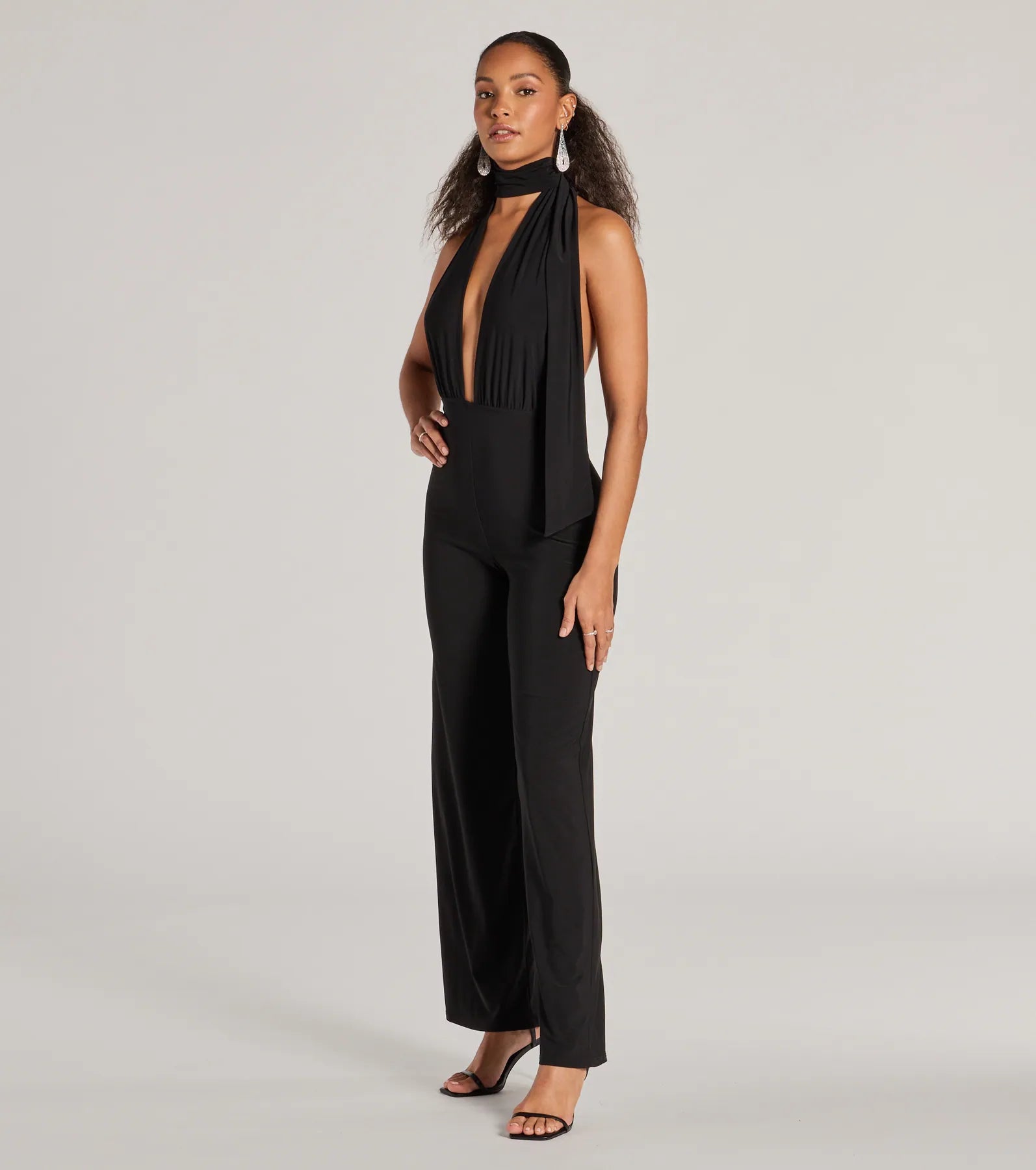 Premium Chic Plunge Scarf Jumpsuit - Ultimate Style Statement