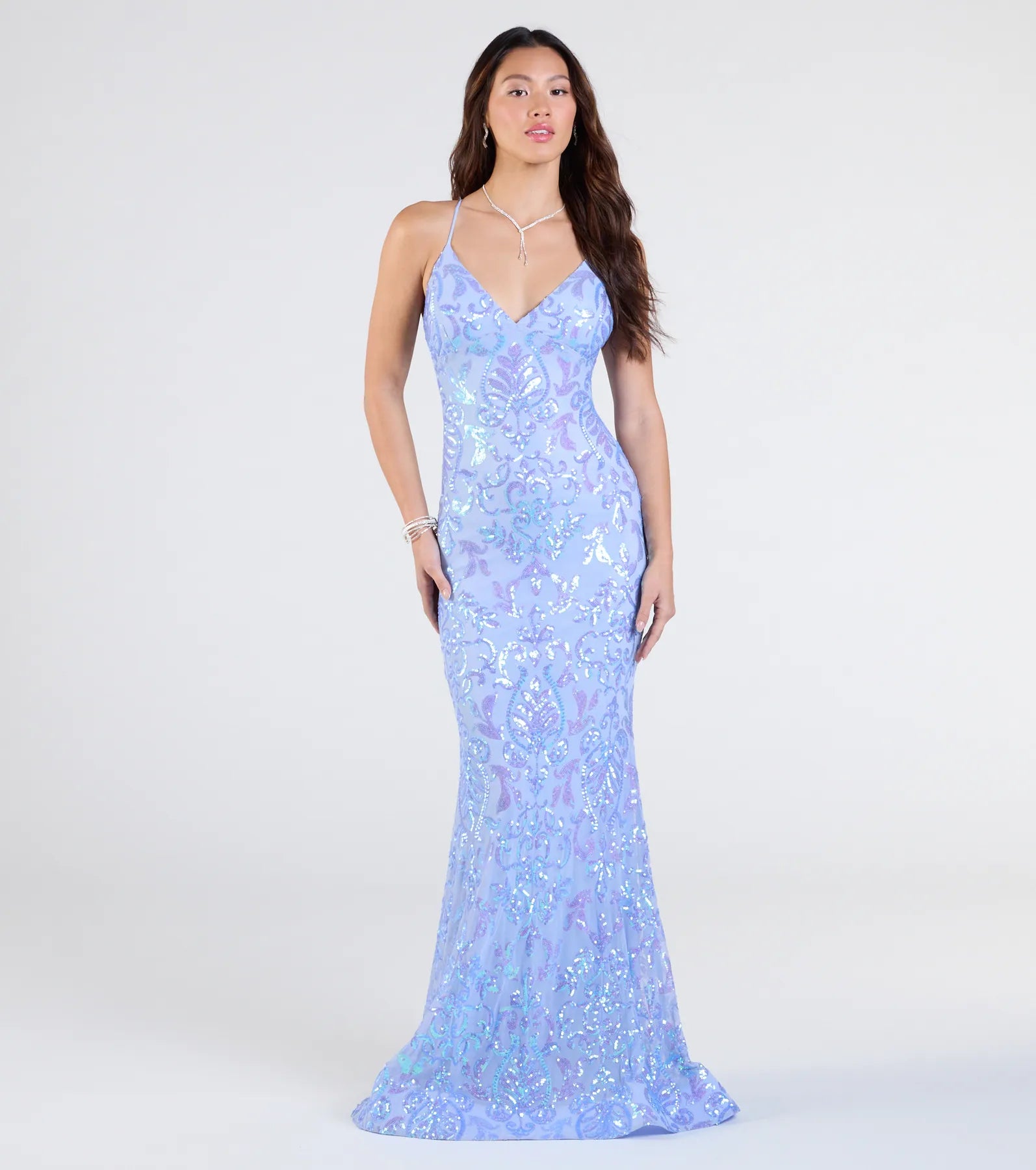 Premium Jessica Lace-Up Mermaid Sequin Formal Dress - Ultimate Elegance