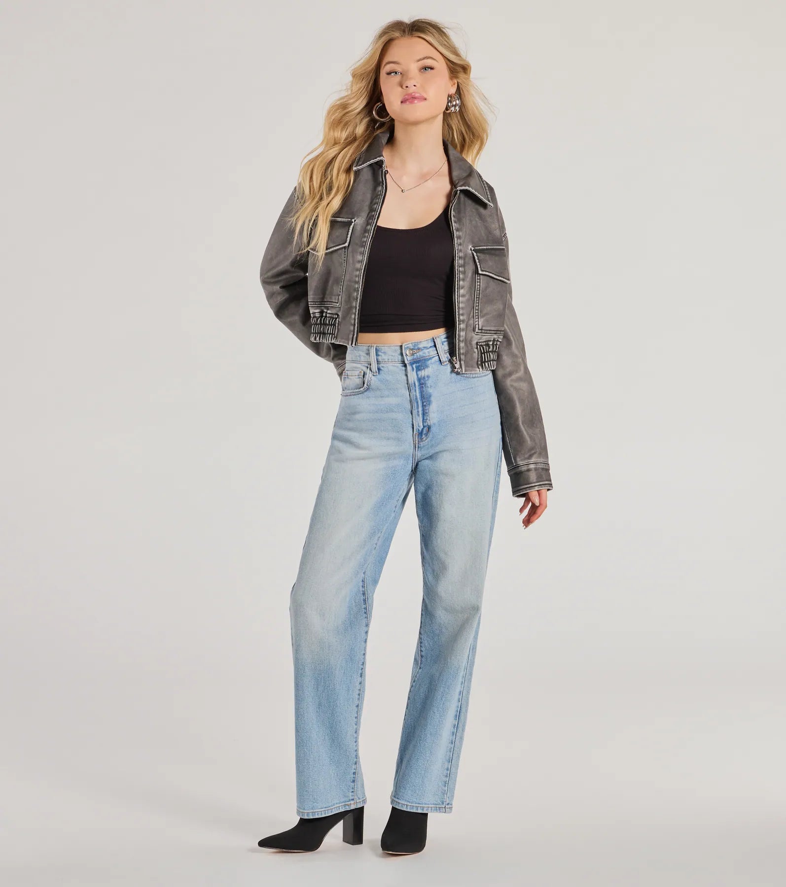 Ultimate Edgy Attitude Distressed Faux Leather Jacket