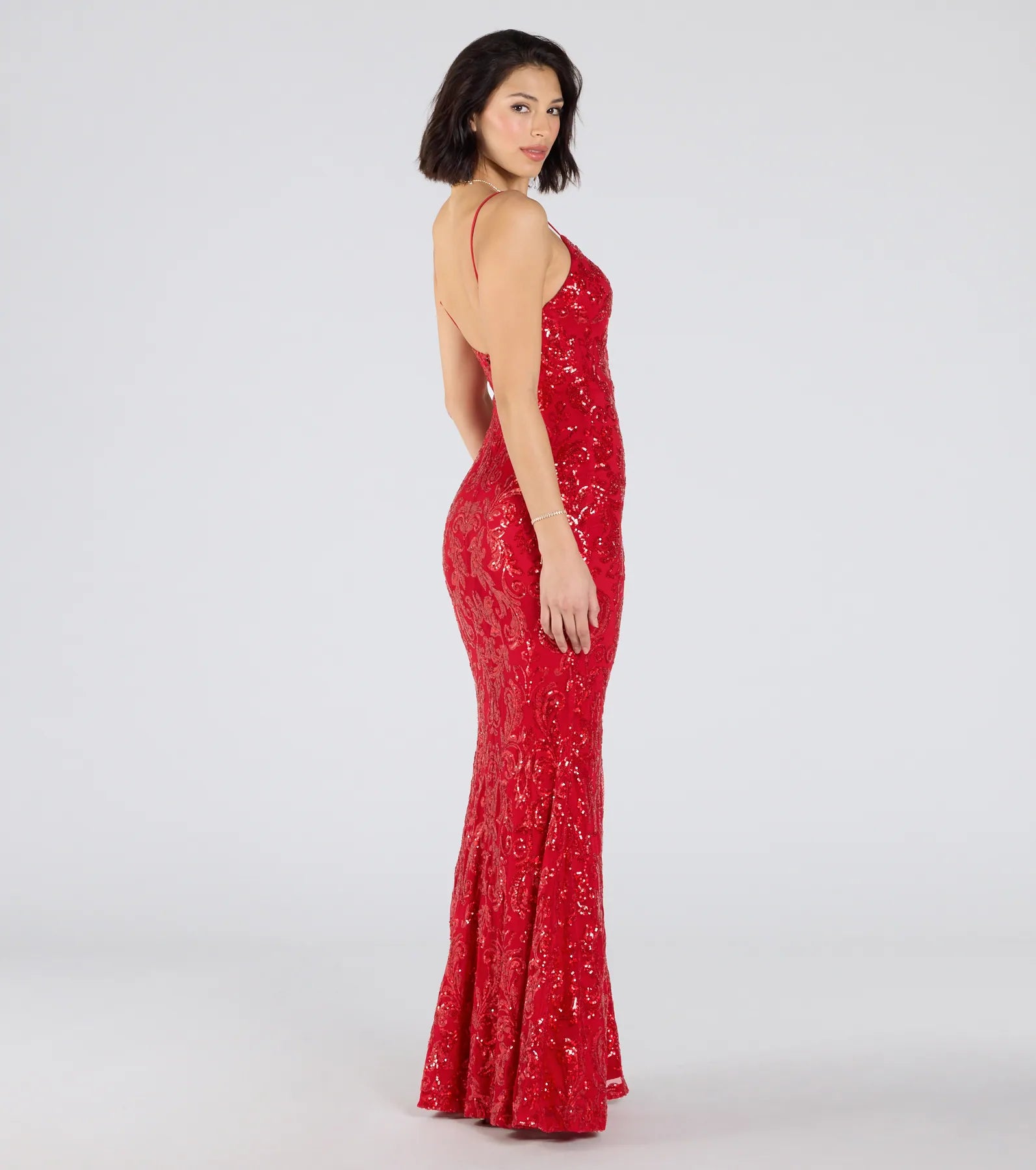 Premium Cecelia Low Back Mermaid Sequin Dress for Red Carpet Glam