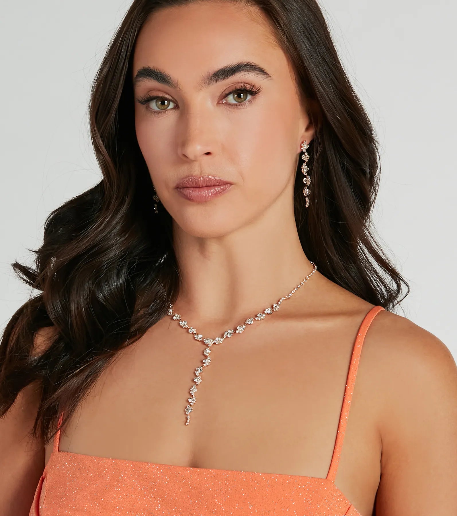 Ultimate Glamour: Premium Rhinestone Necklace & Earrings Set