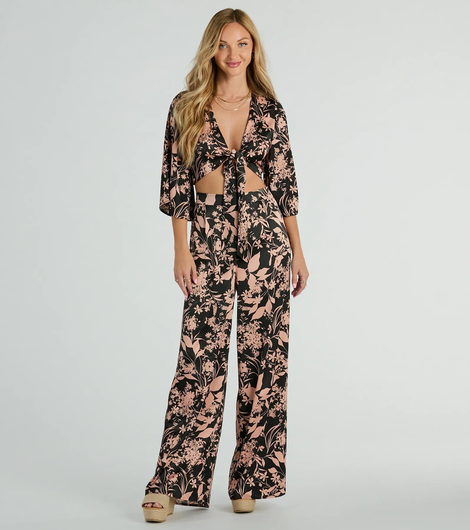 Ultimate Floral Satin Wide-Leg Pants - High Rise & Elegant