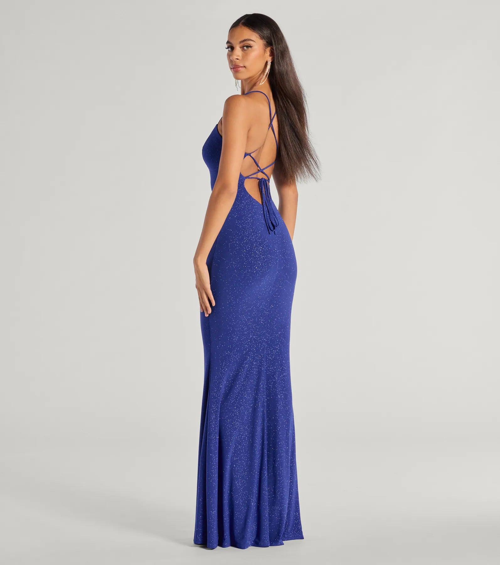 Ultimate Kyleigh Glitter Lace-Up Mermaid Gown