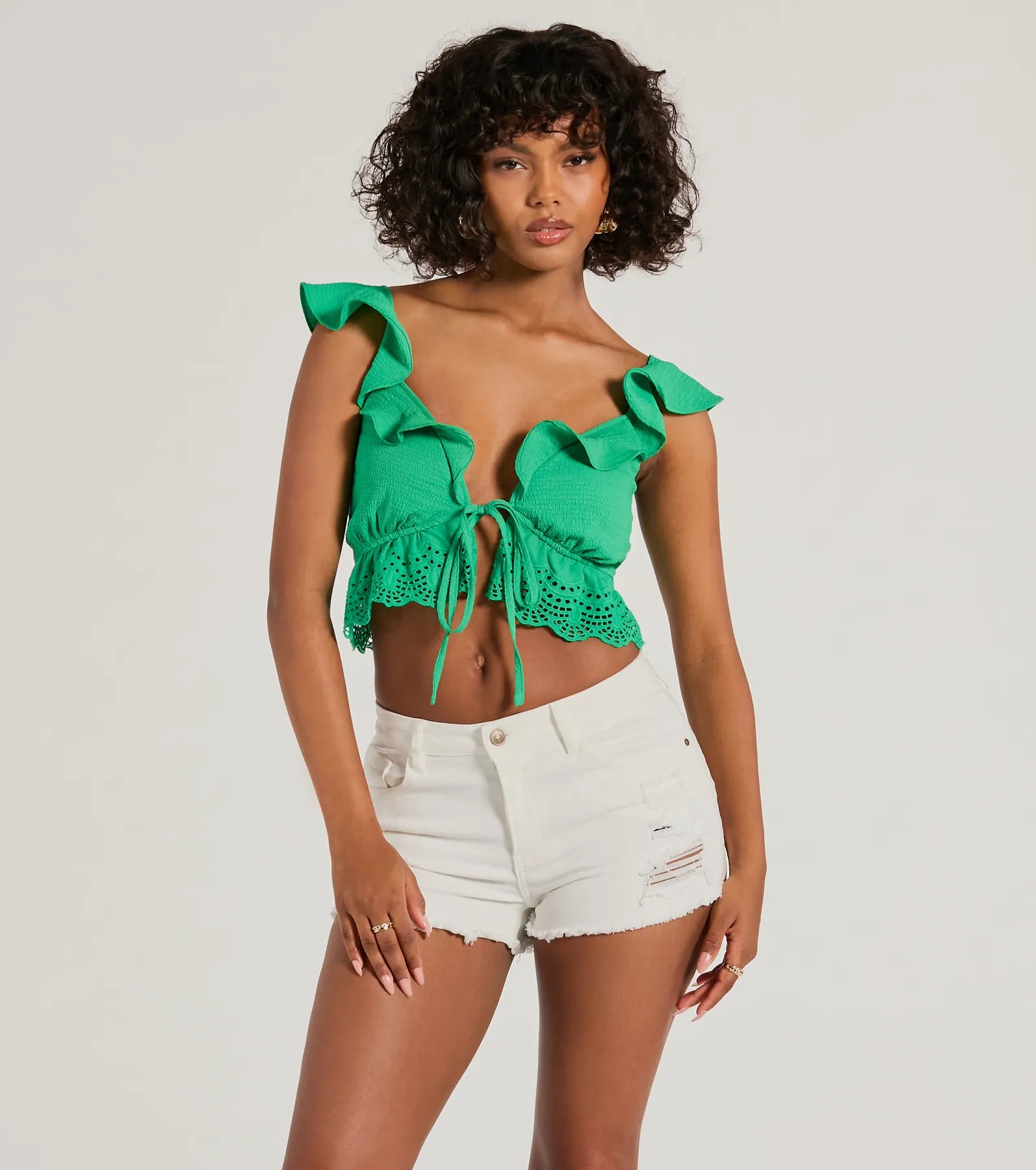 Premium Flirty Flutter Sleeve Crop Top - Ultimate Summer Style