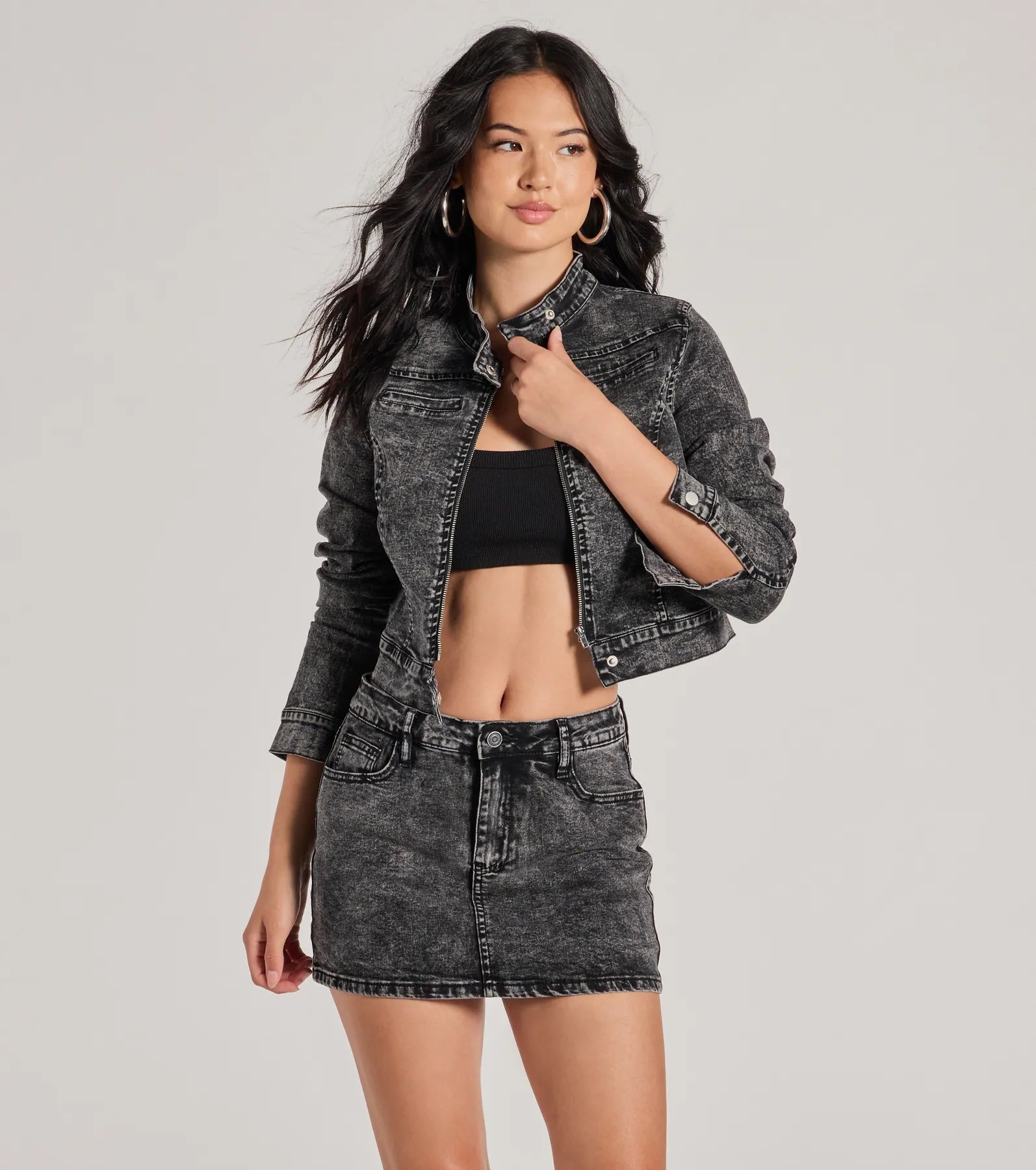 Ultimate Edgy Moto Acid-Wash Denim Jacket