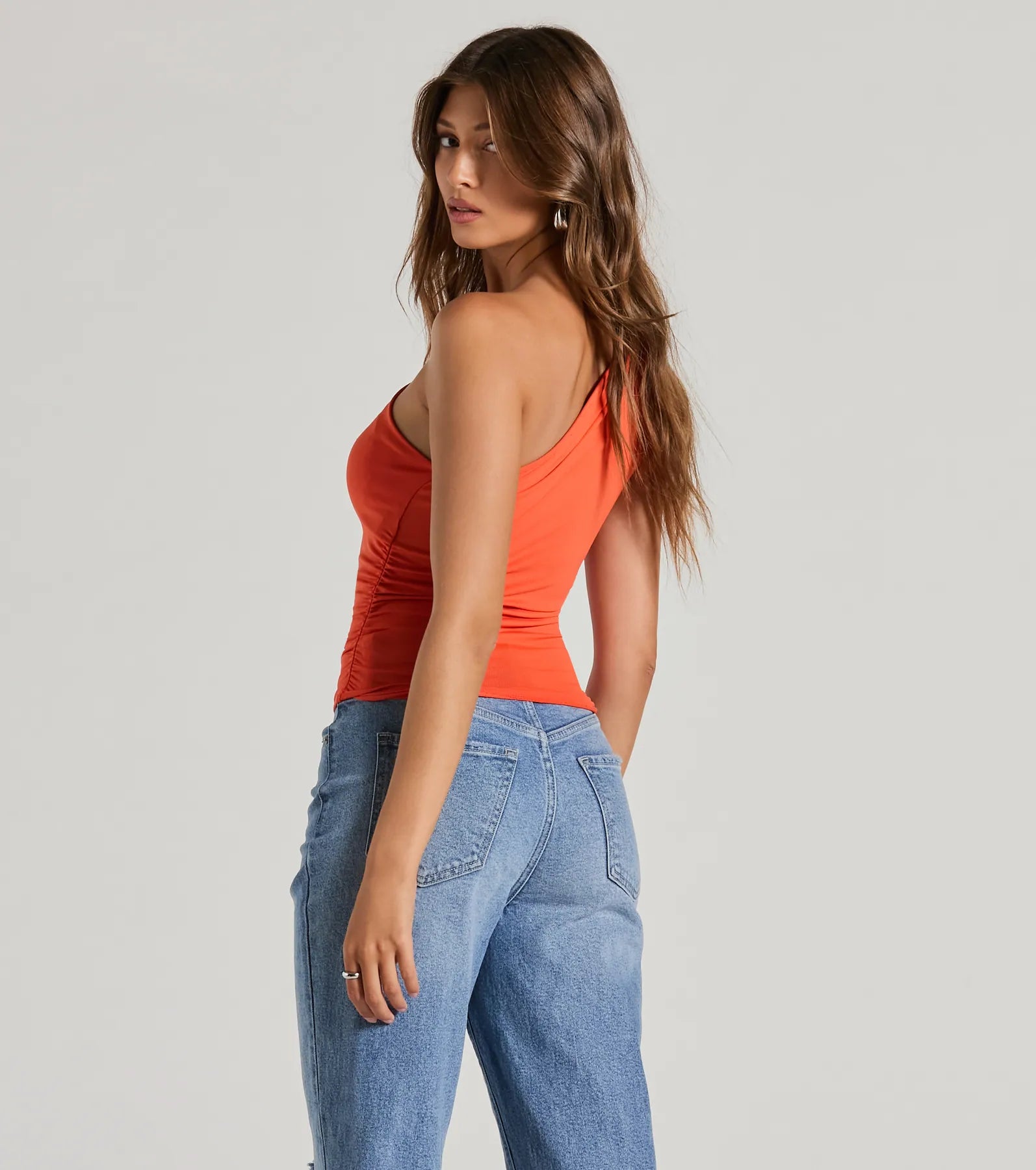 Ultimate Groove Time One-Shoulder Ruched Crop Top