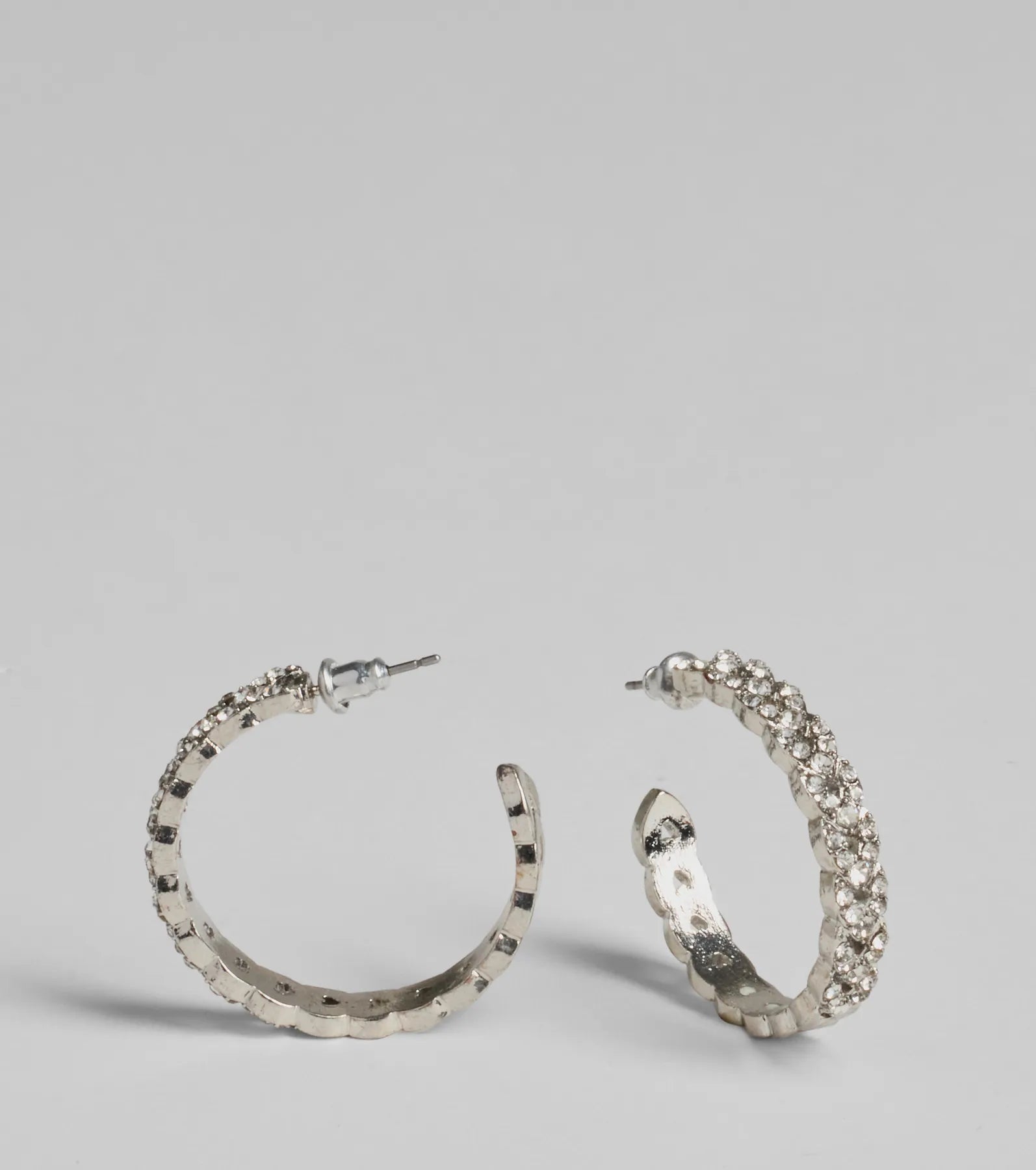 Ultimate Glam Chain-Link Rhinestone Hoop Earrings