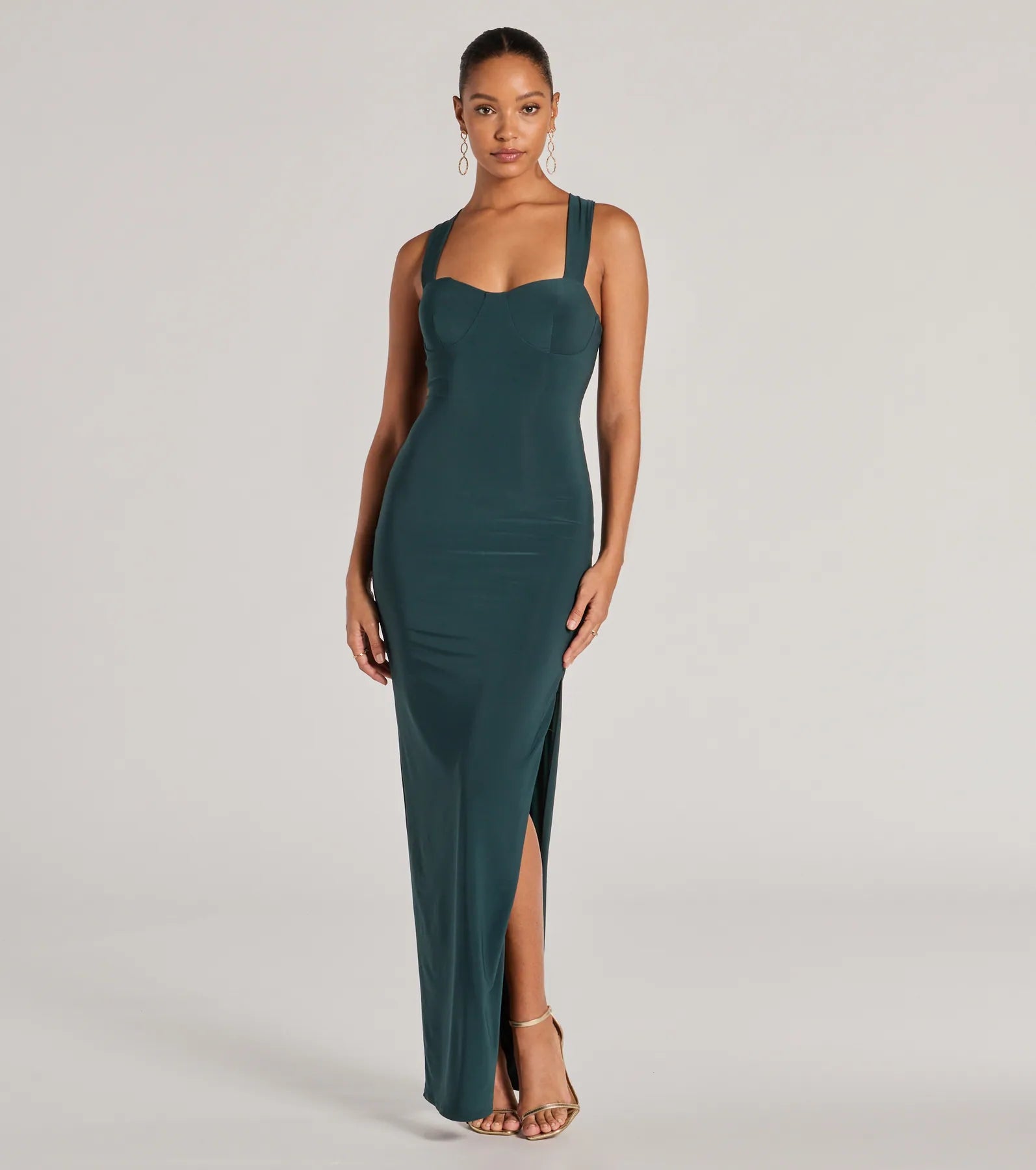 Premium Marleigh Lace-Up High Slit Evening Gown