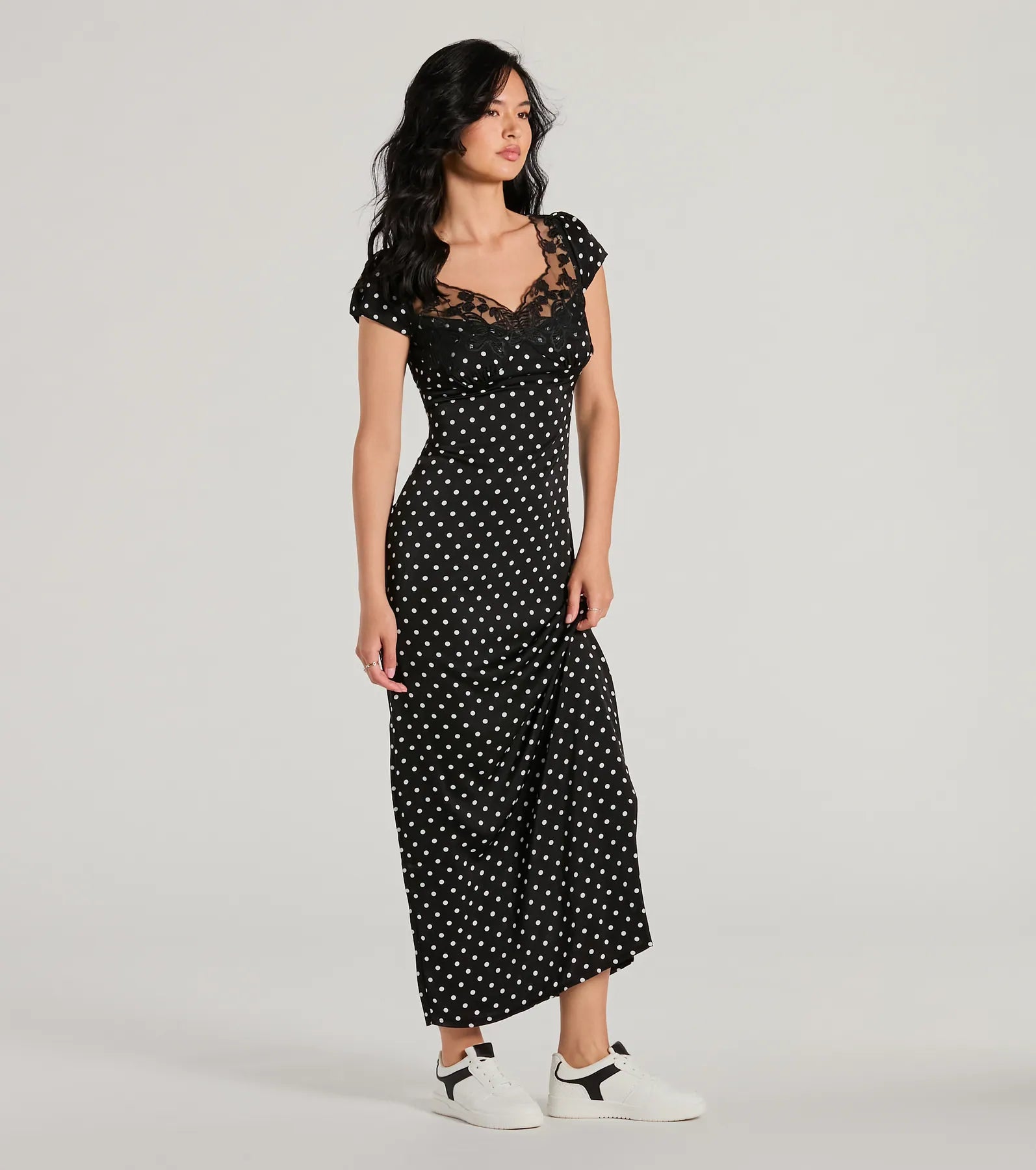 Ultimate Whimsical Butterfly Polka Dot Satin Maxi Dress