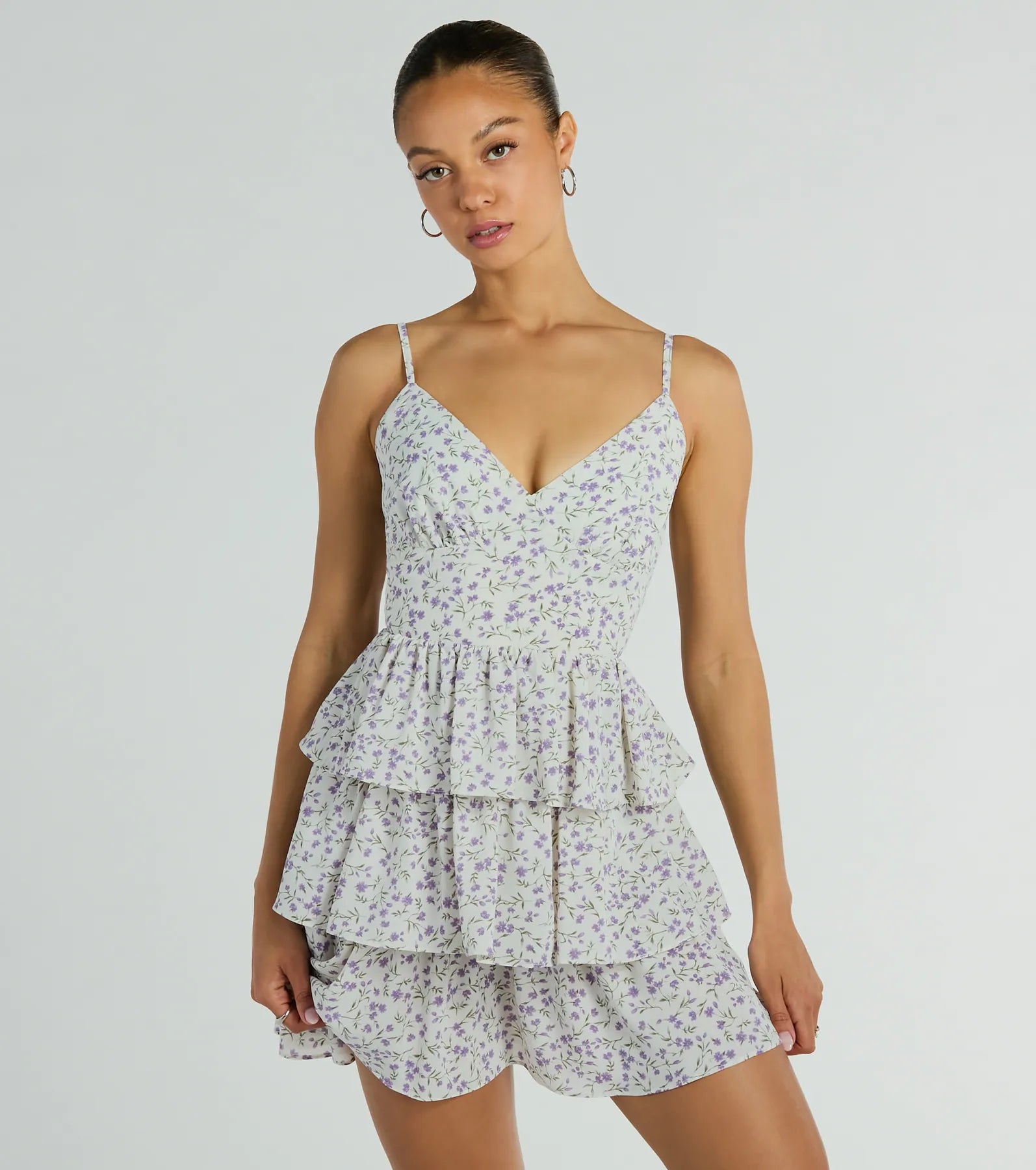 Ultimate Feminine Floral V-Neck Skater Dress