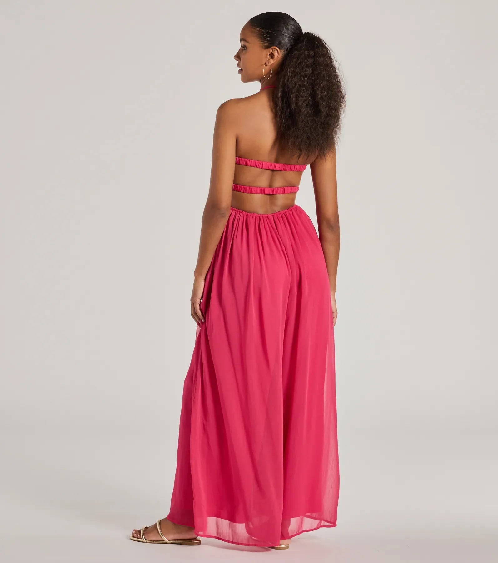 Premium Charm Halter Cutout Wide-Leg Jumpsuit - Ultimate Style Upgrade