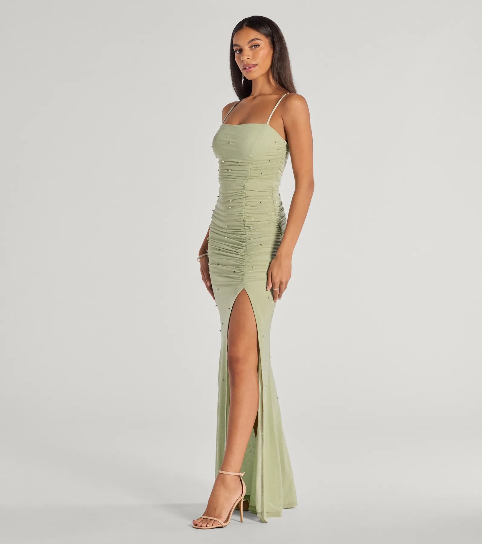 Premium Annika Glamour Mermaid Dress with Pearl & Rhinestone Details