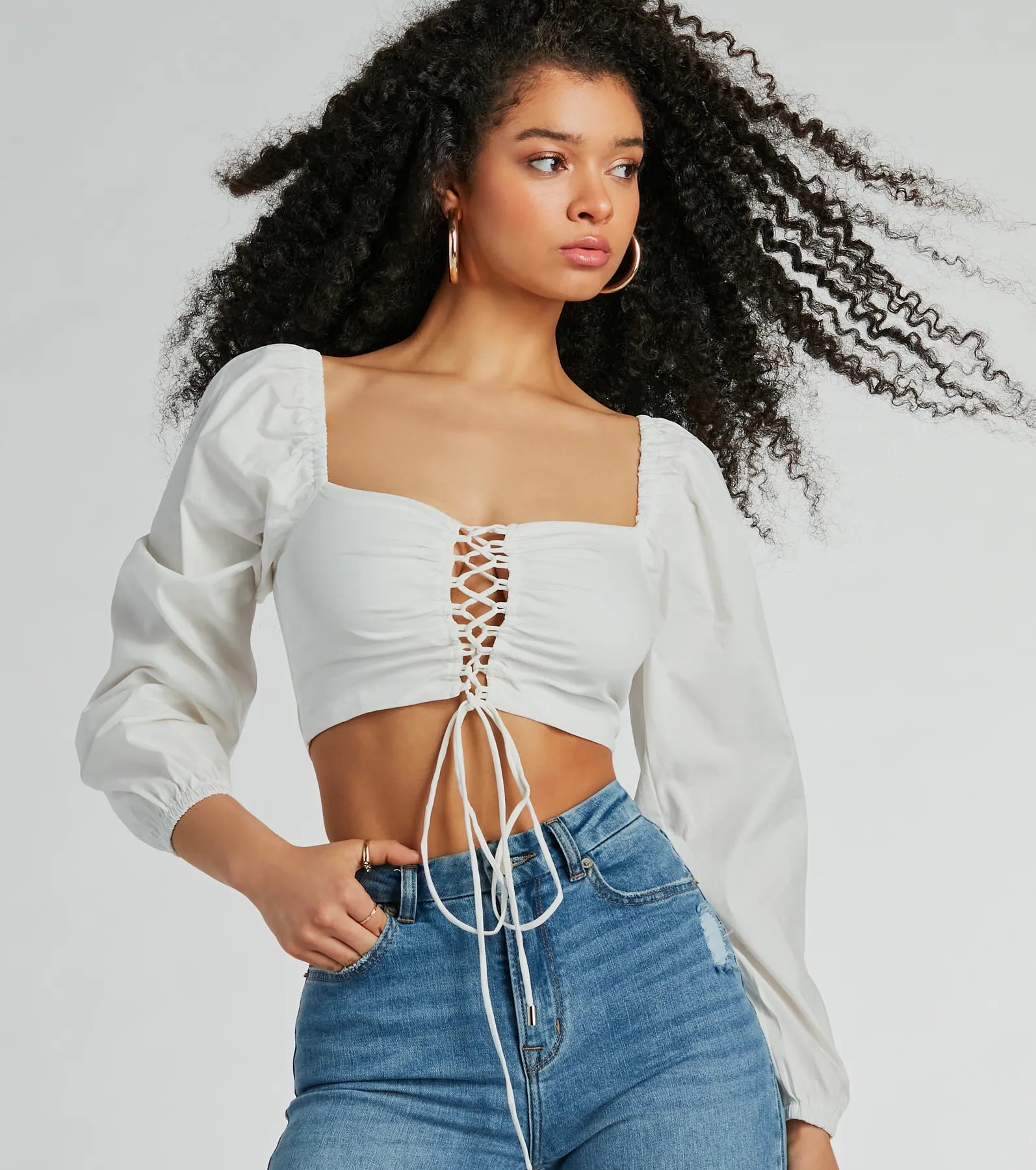 Ultimate Laced-Up Crop Blouse | Stylish & Adjustable