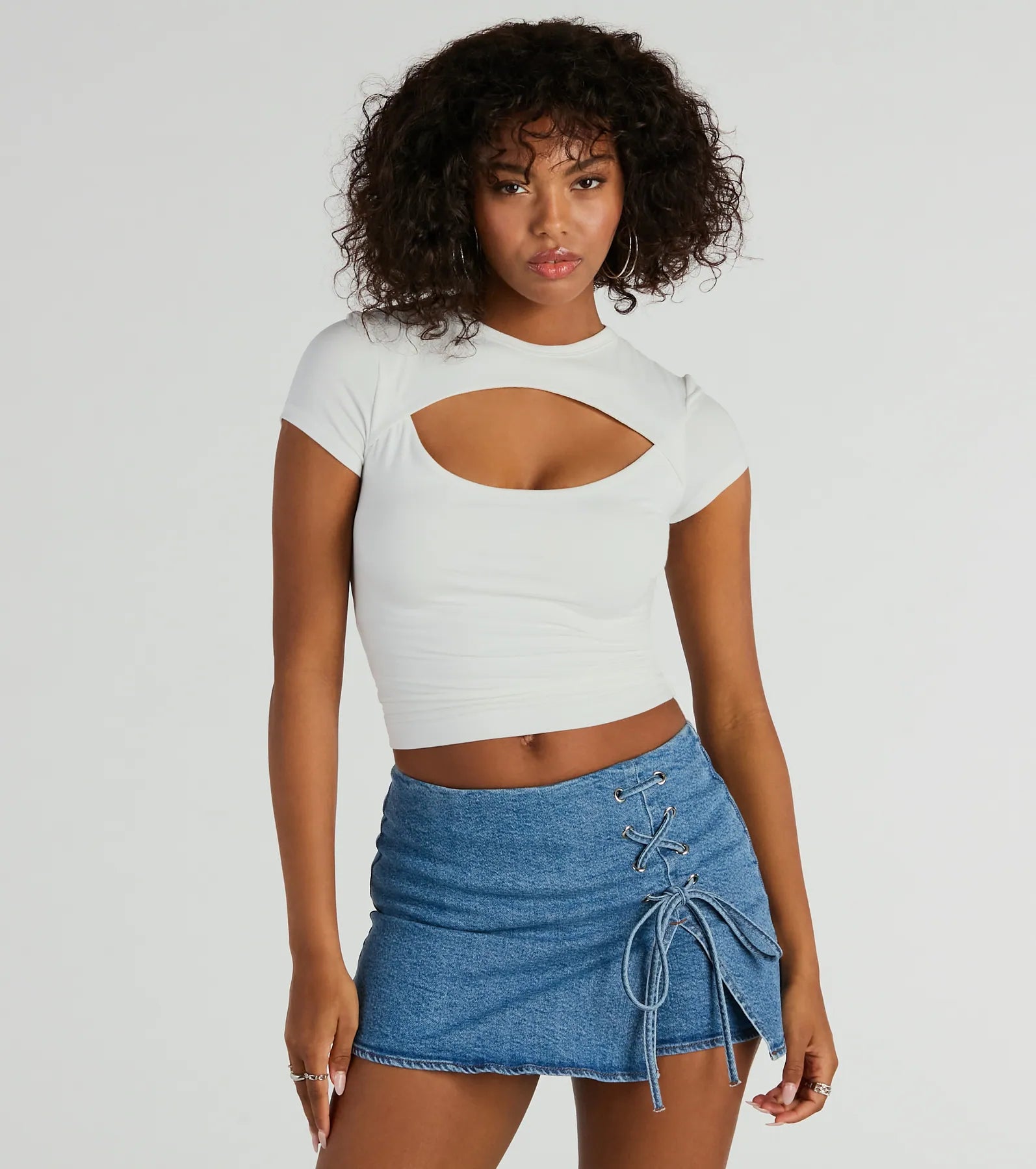 Ultimate Summer Staple: Mid-Rise Lace-Up Denim Skort