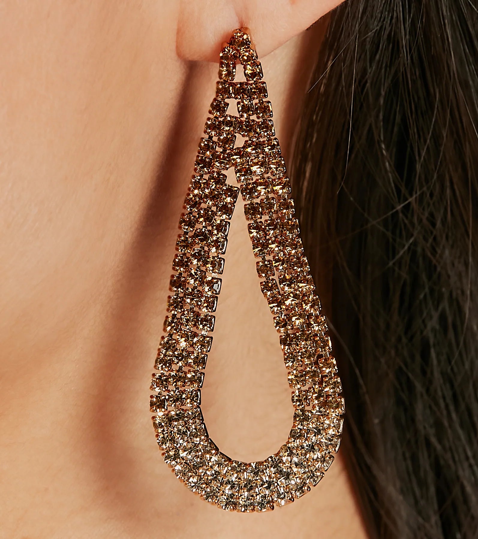 Premium Glimmering Ombre Rhinestone Teardrop Earrings - Ultimate Luxe Style