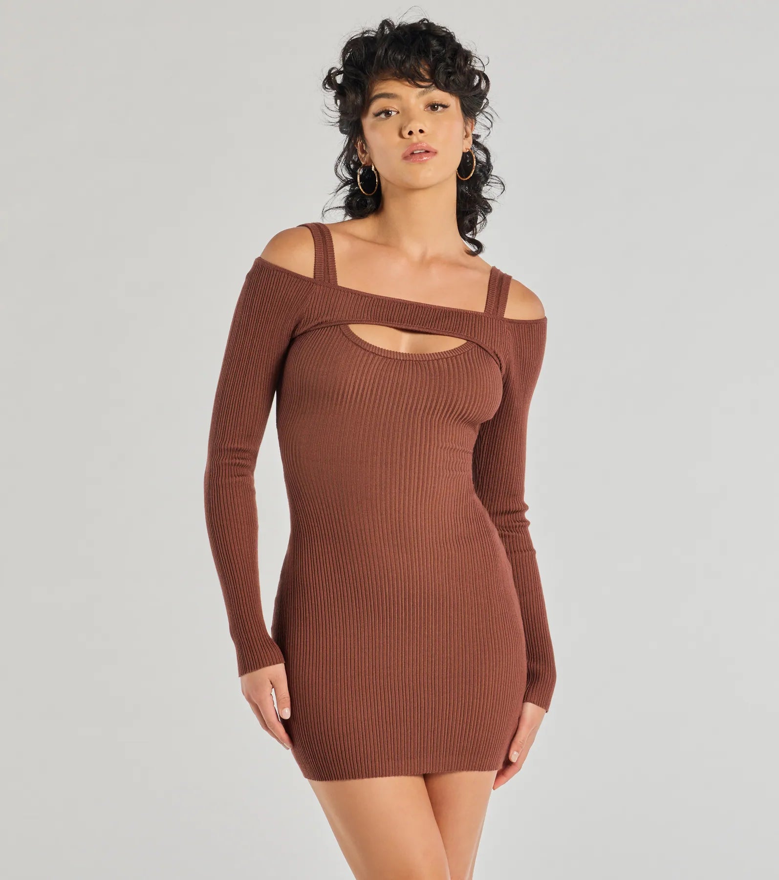 Effortless Vibe Premium Ribbed Knit Dress - Long Sleeve Mini Style