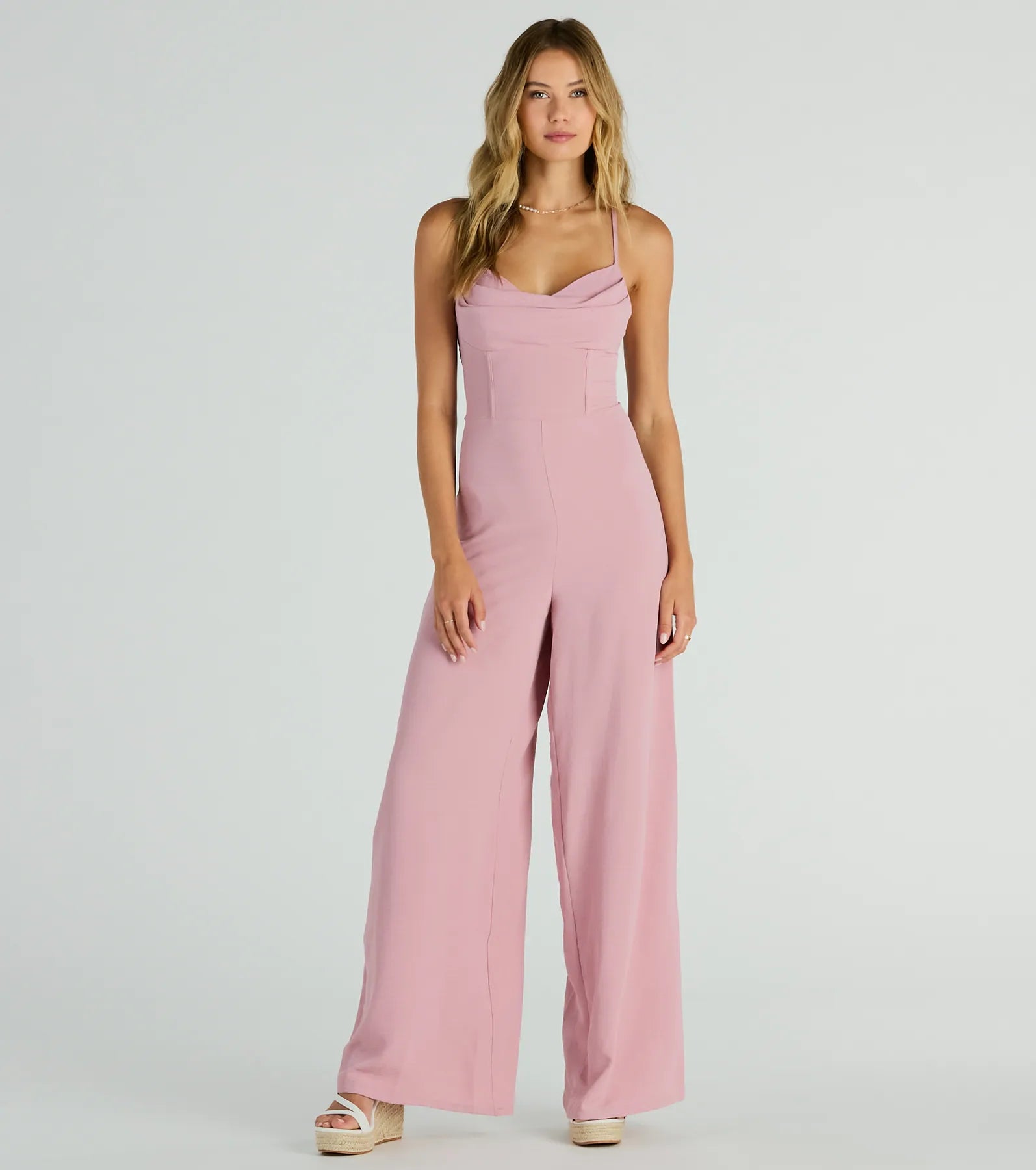 Ultimate Effortless Allure Lace-Up Wide-Leg Jumpsuit