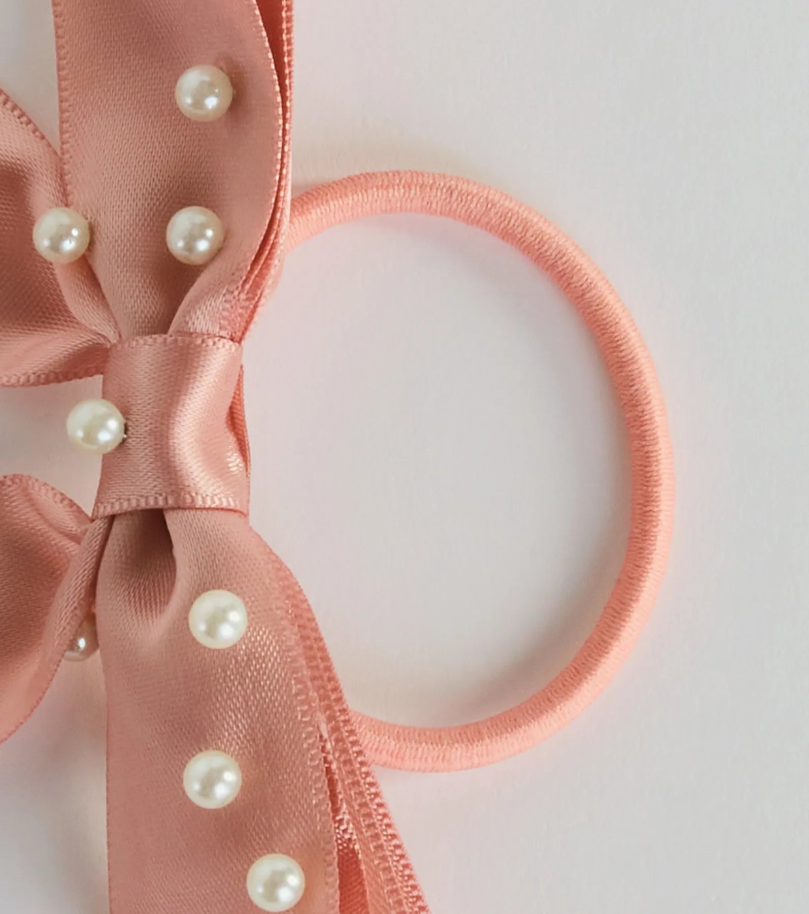 Premium Satin Bow Hair Ties with Faux Pearls - Elegant Three-Pack