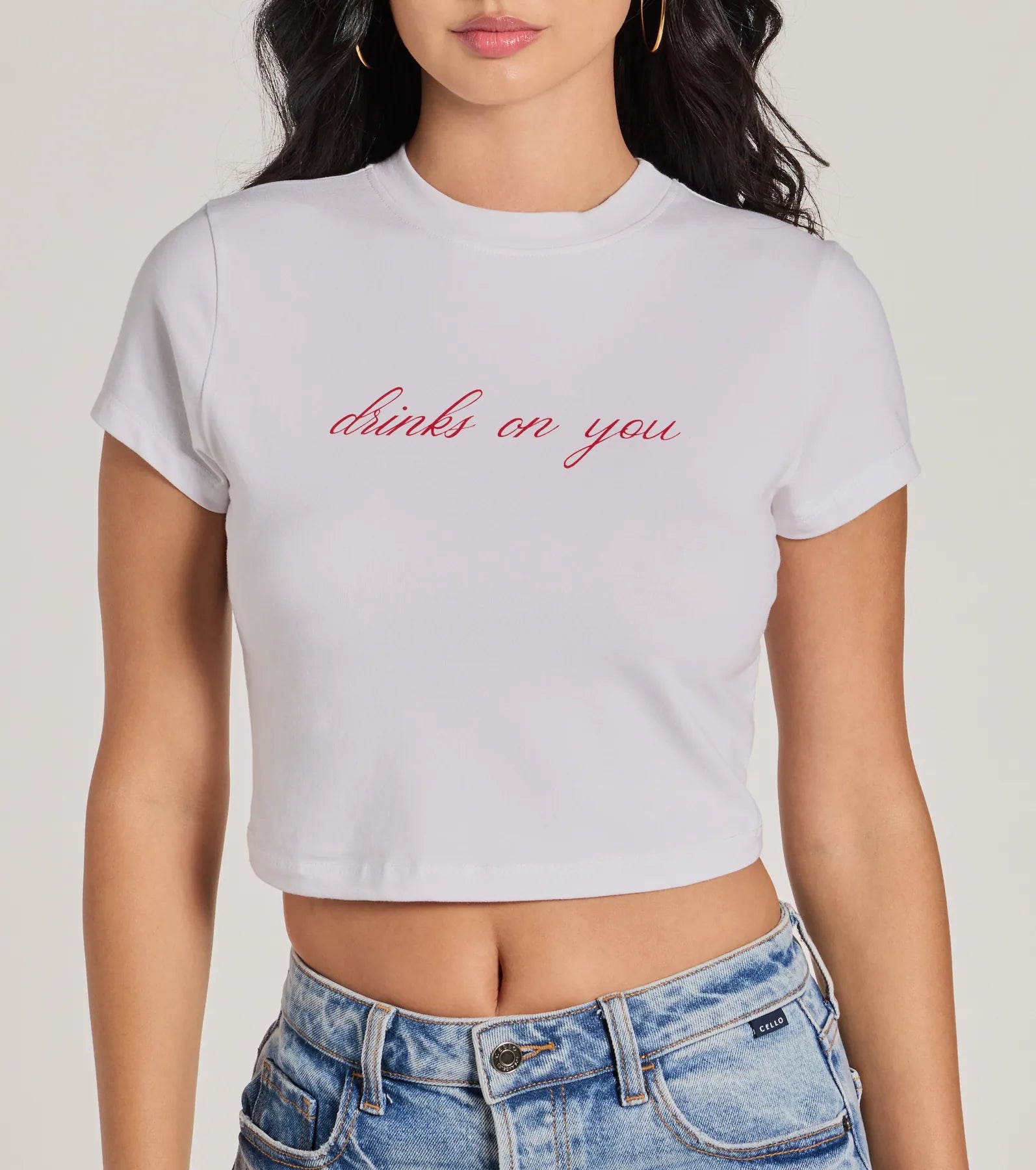 Ultimate Drinks On You Cropped Graphic Tee