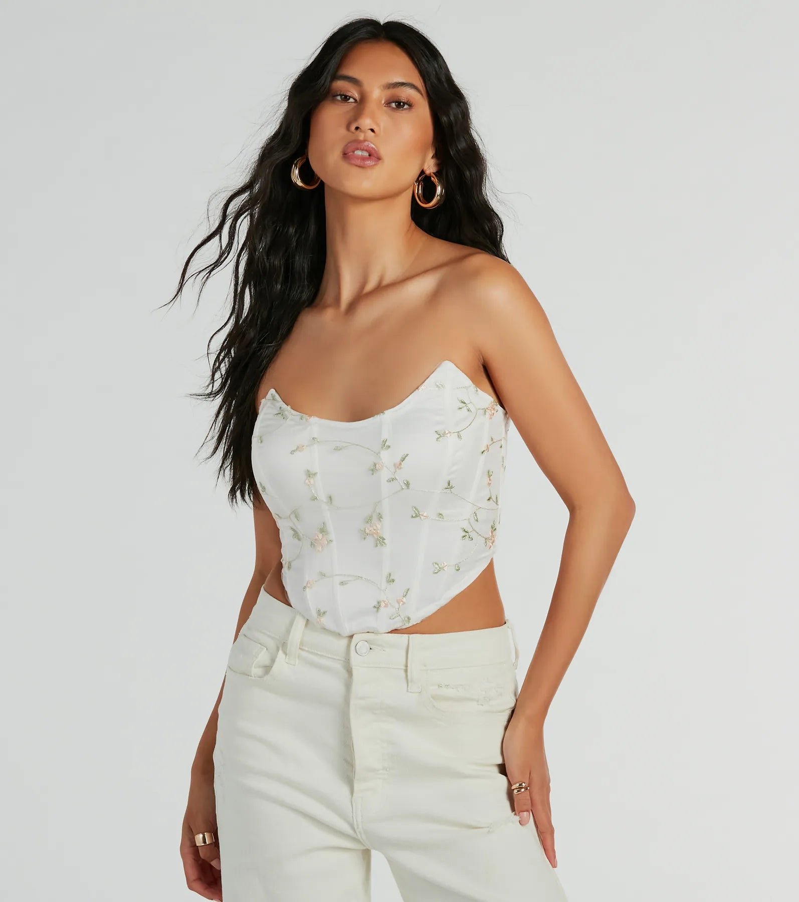Ultimate Coquette Strapless Floral Tulle Corset Top