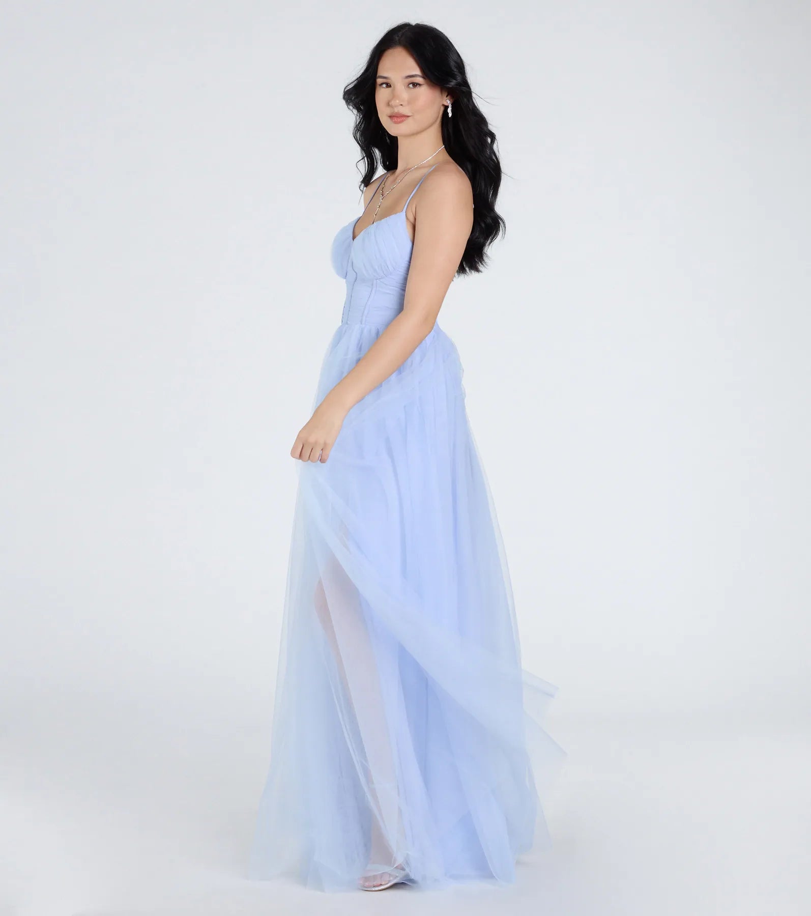 Ultimate Kim Corset Slit A-Line Tulle Formal Dress