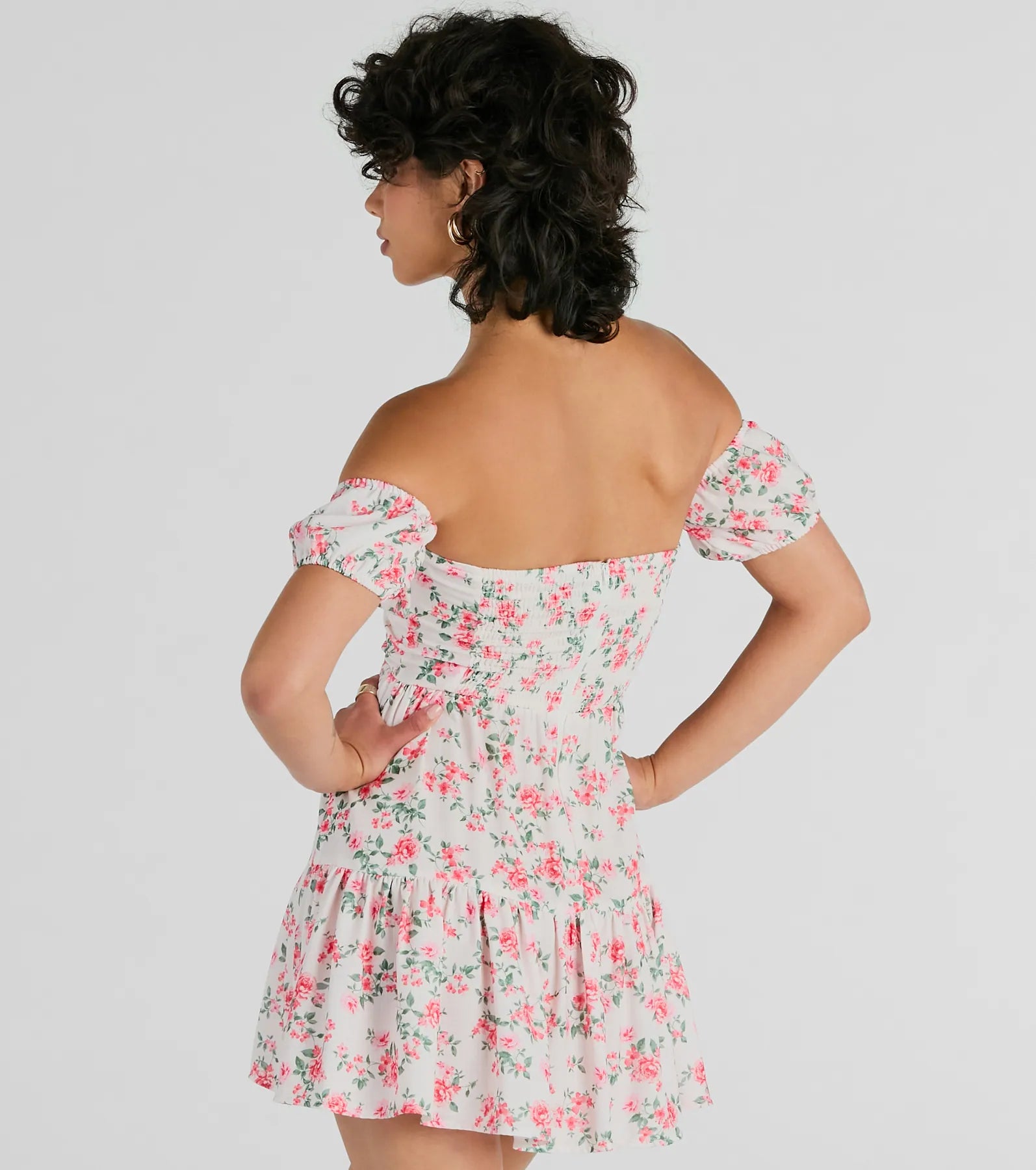 Ultimate Profound Bloom Off-The-Shoulder Floral Skater Dress - Premium Elegance