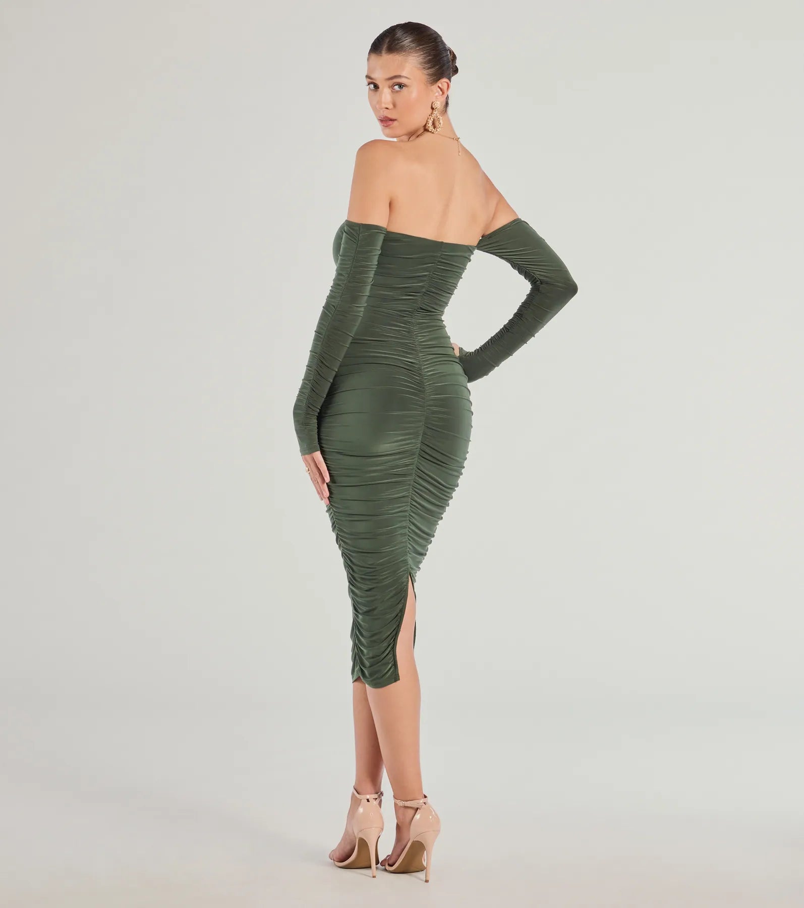 Ultimate Elegance Off-The-Shoulder Midi Dress