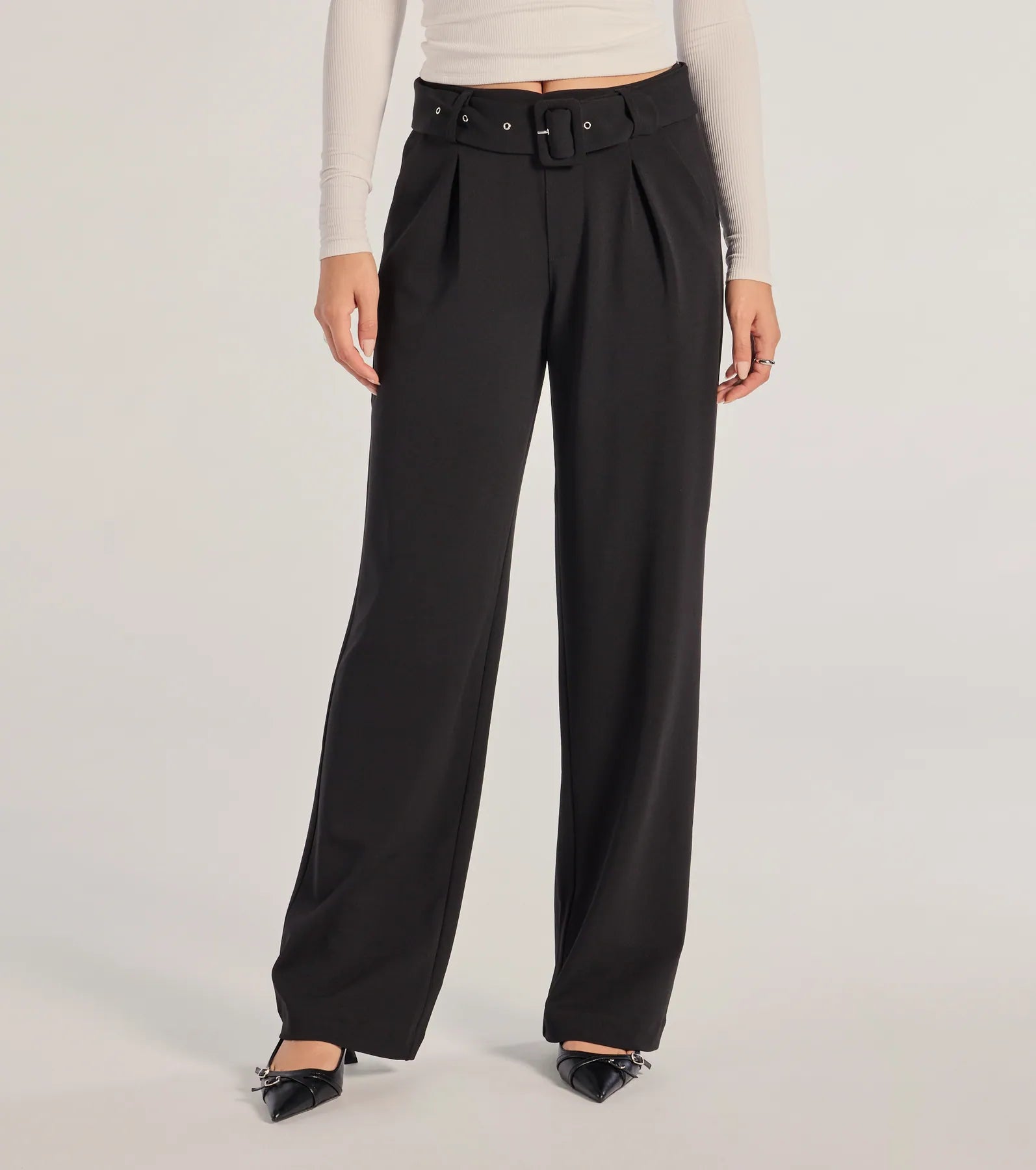 Premium Sleek Impression Belted Trousers - Upgrade Your Office Style