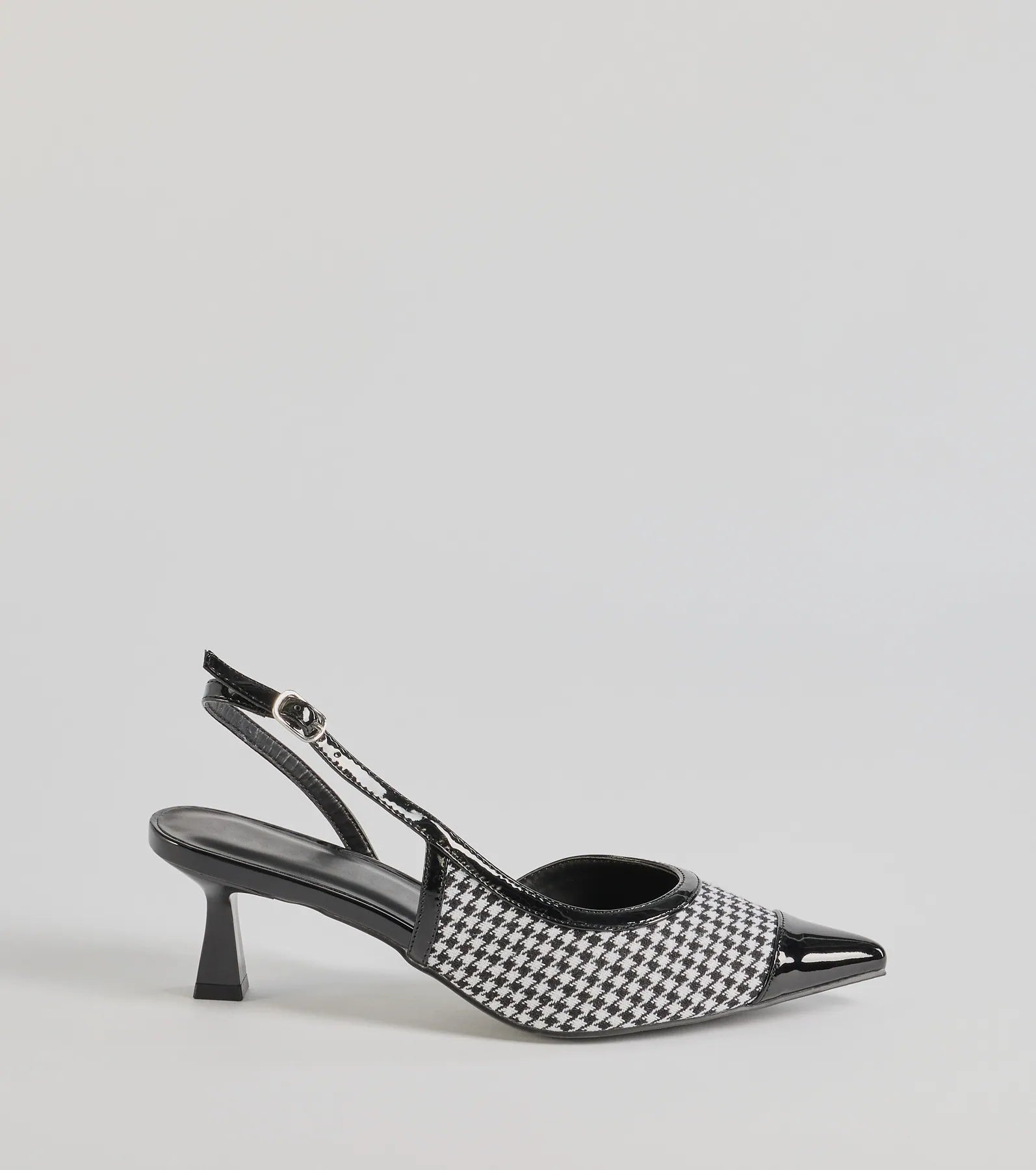 Premium Houndstooth Sling-Back Kitten Heels - Upgrade Your Style