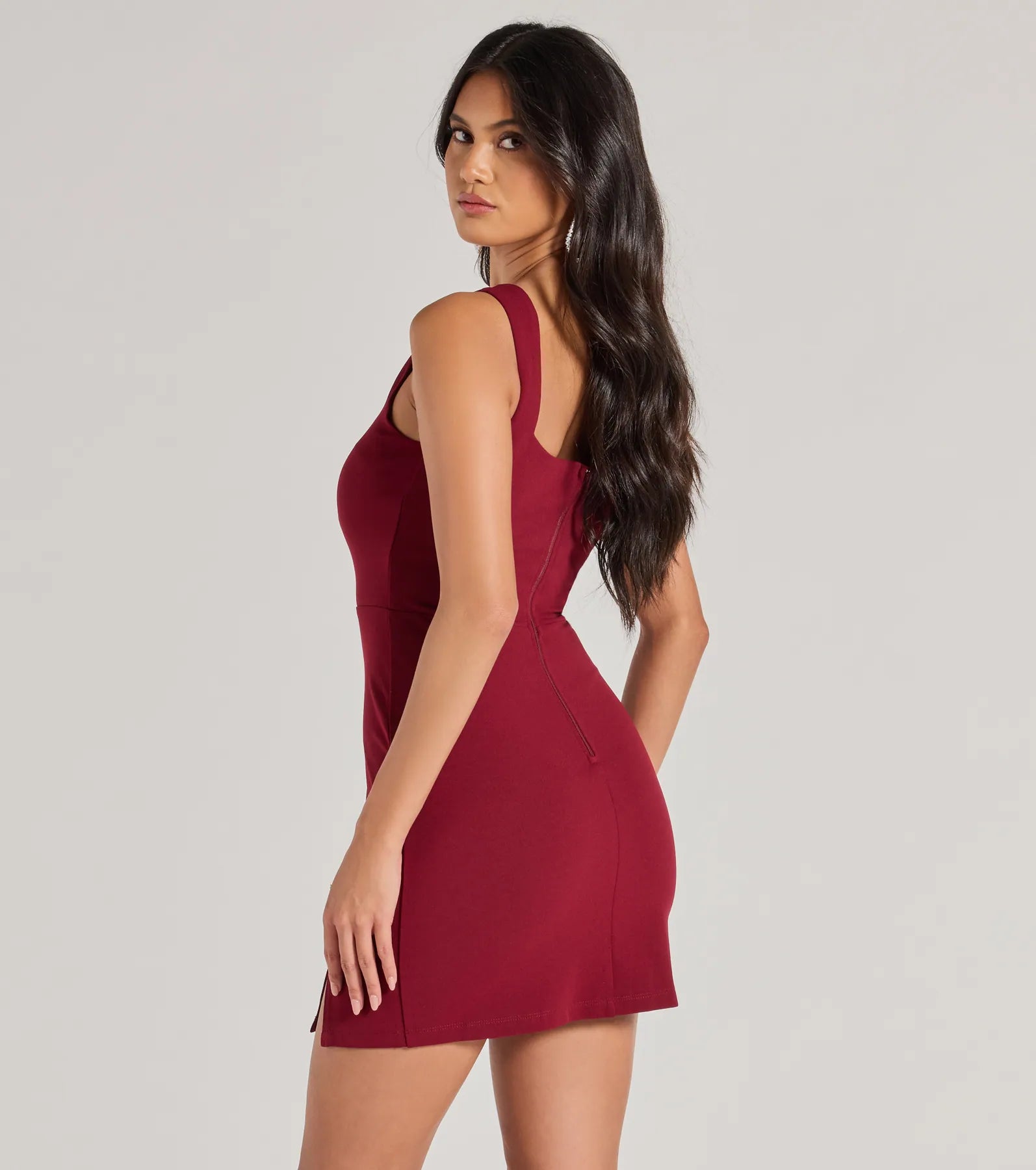 Premium Square Neck Bodycon Mini Dress - Chic & Alluring