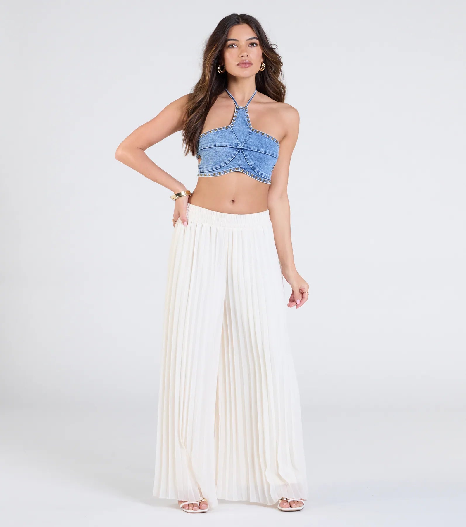 Ultimate Western Star Studded Denim Crop Top