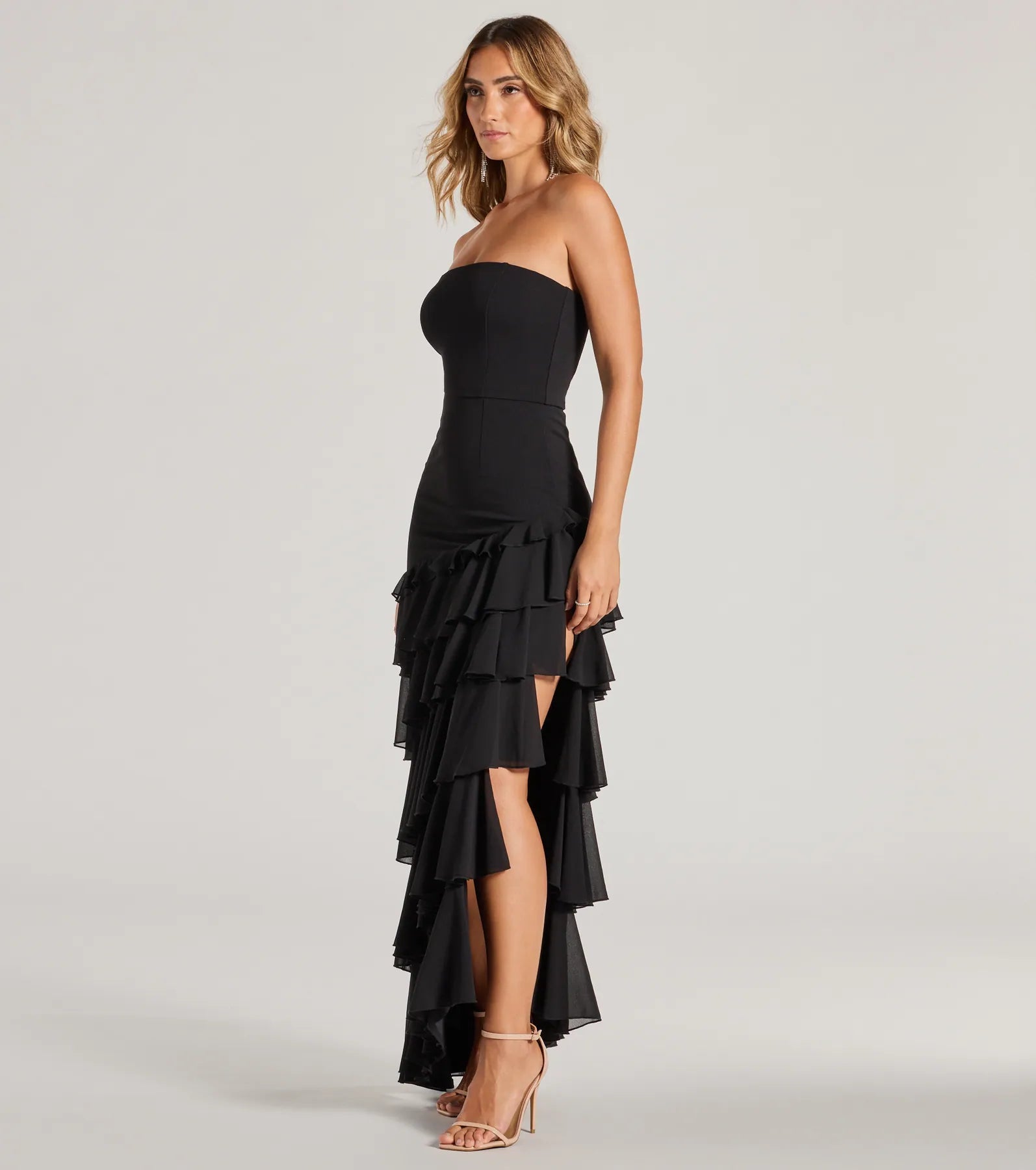 Premium Shianne Strapless Chiffon Ruffled A-Line Formal Dress - Ultimate Elegance