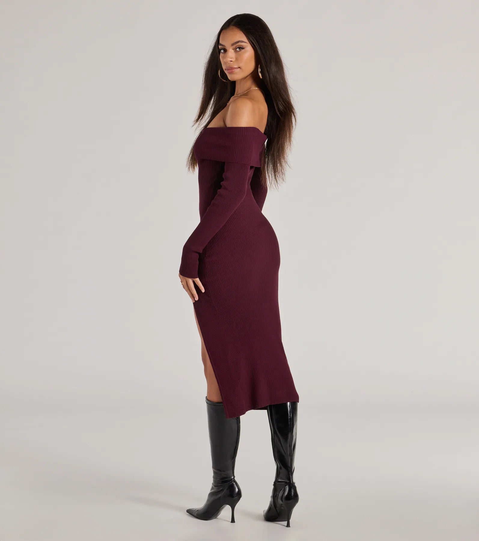 Ultimate Chic Knit Long Sleeve Midi Dress - Premium Style & Comfort