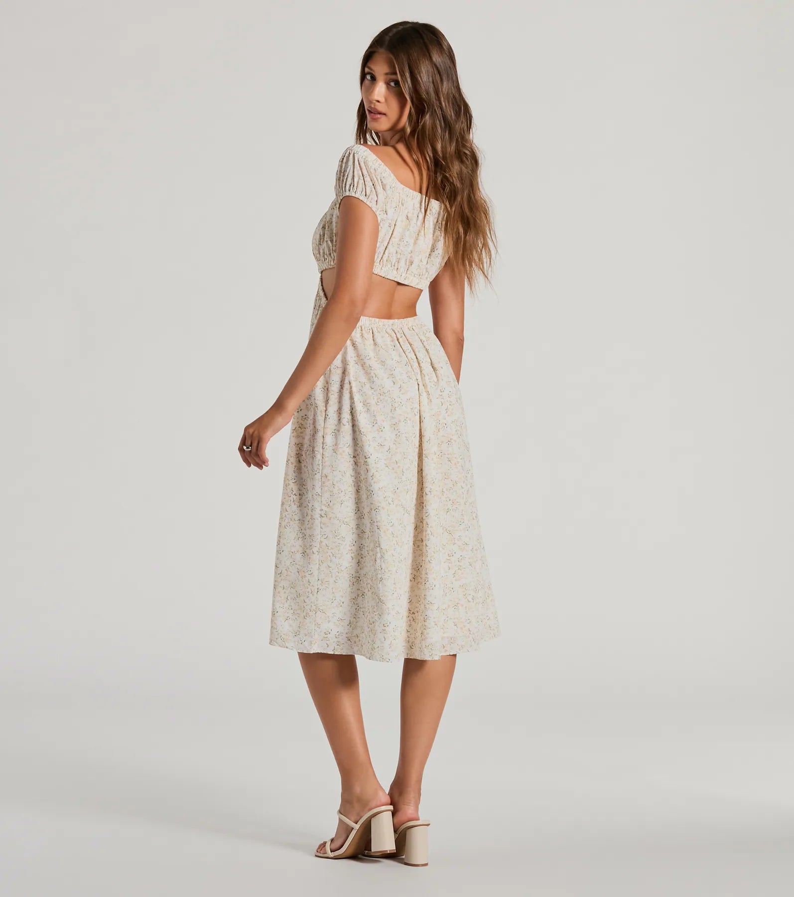 Ultimate Floral Elegance: Off-The-Shoulder Midi Dress