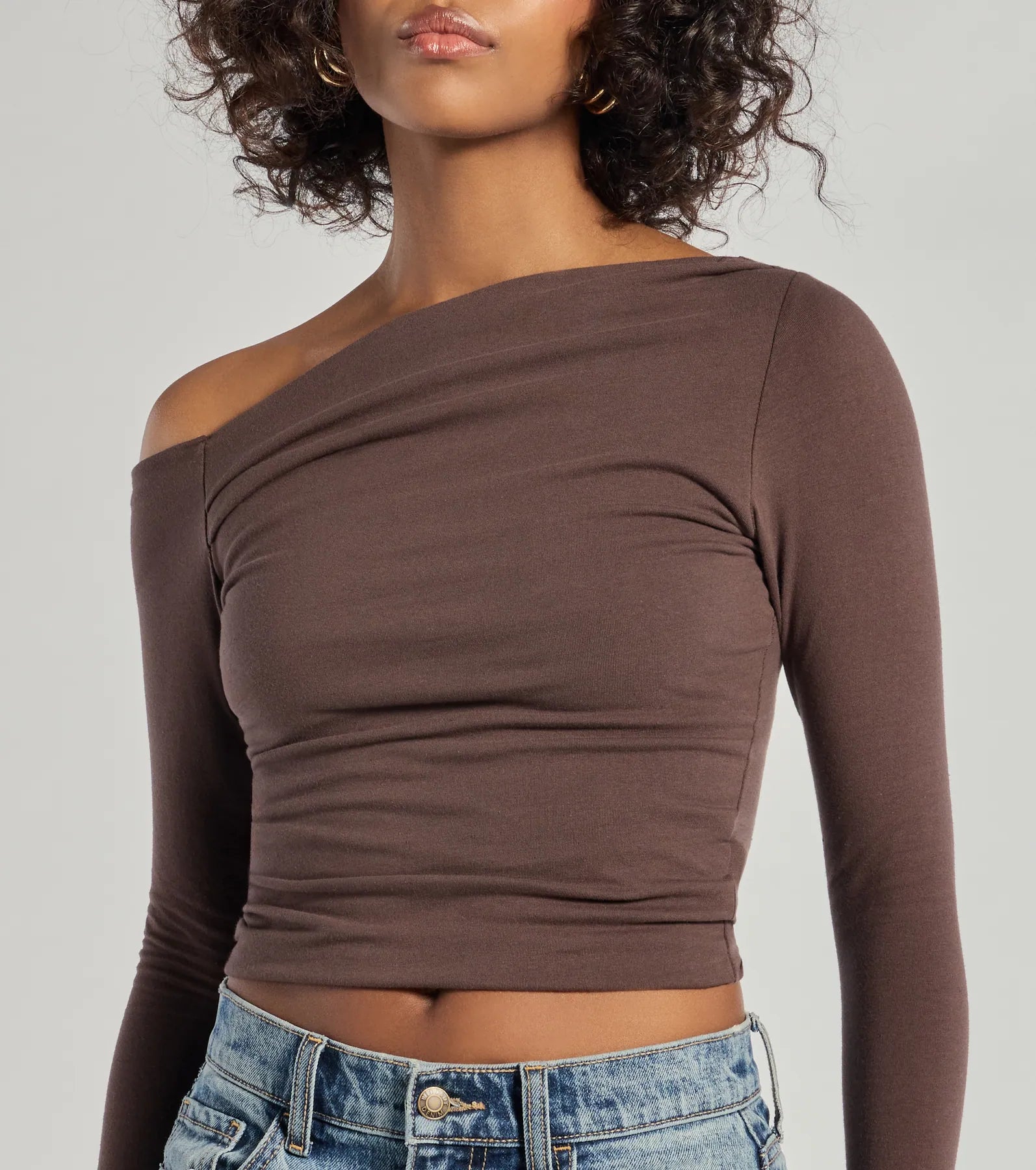 Ultimate Chic Off-Shoulder Long Sleeve Crop Top