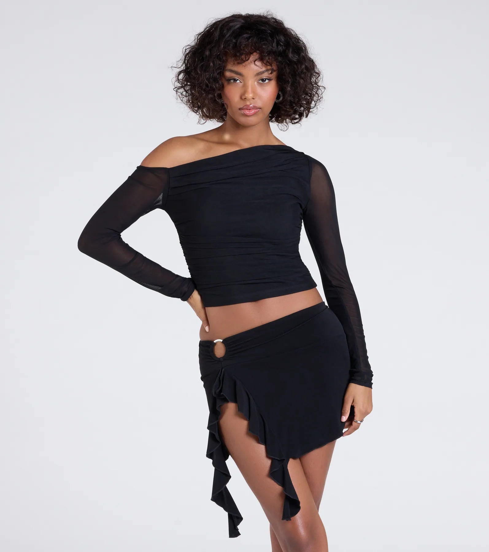 Ultimate Confidence Slit Ruffle Mini Skirt