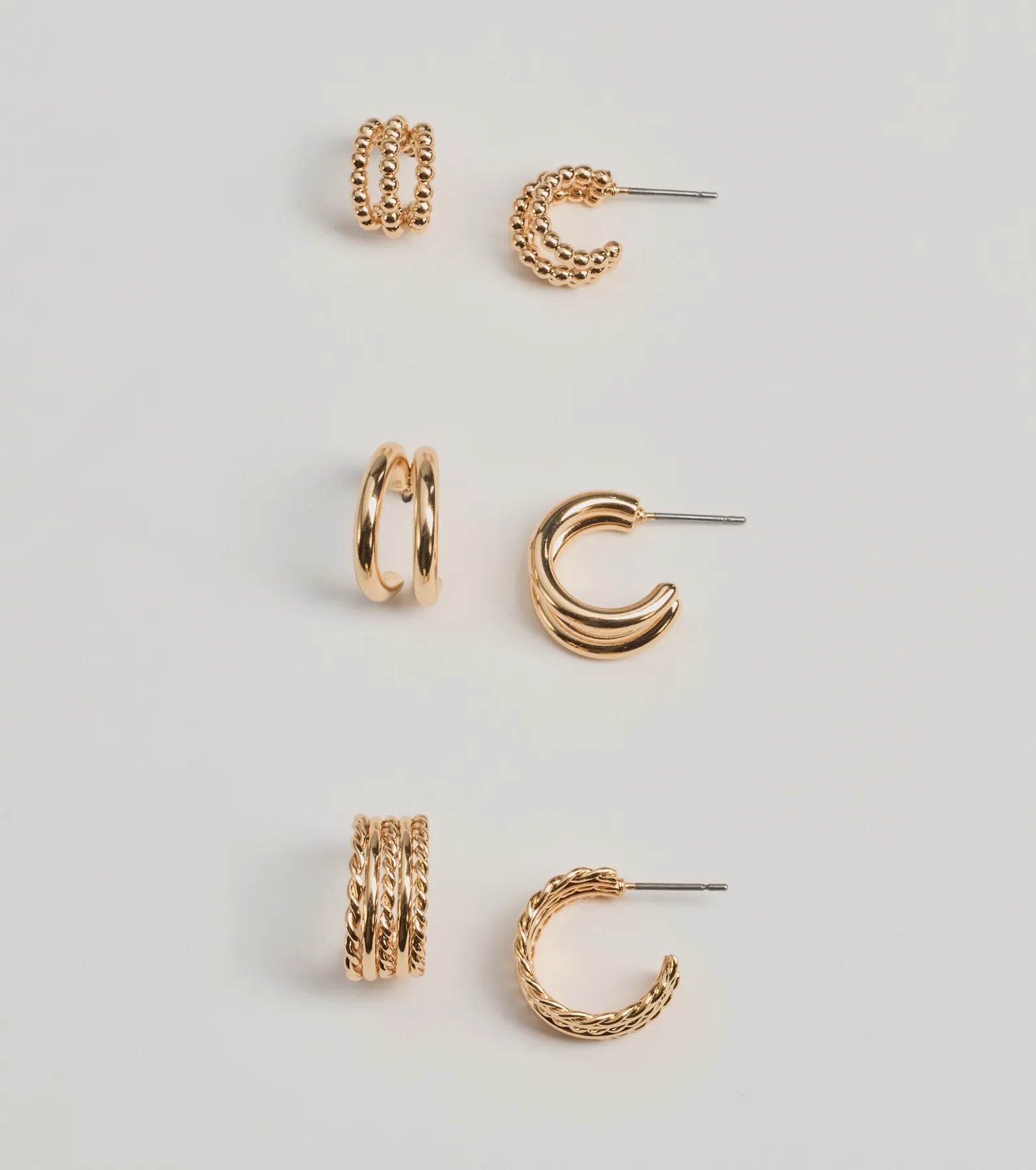 Ultimate Glam Hoop Earrings Trio Set