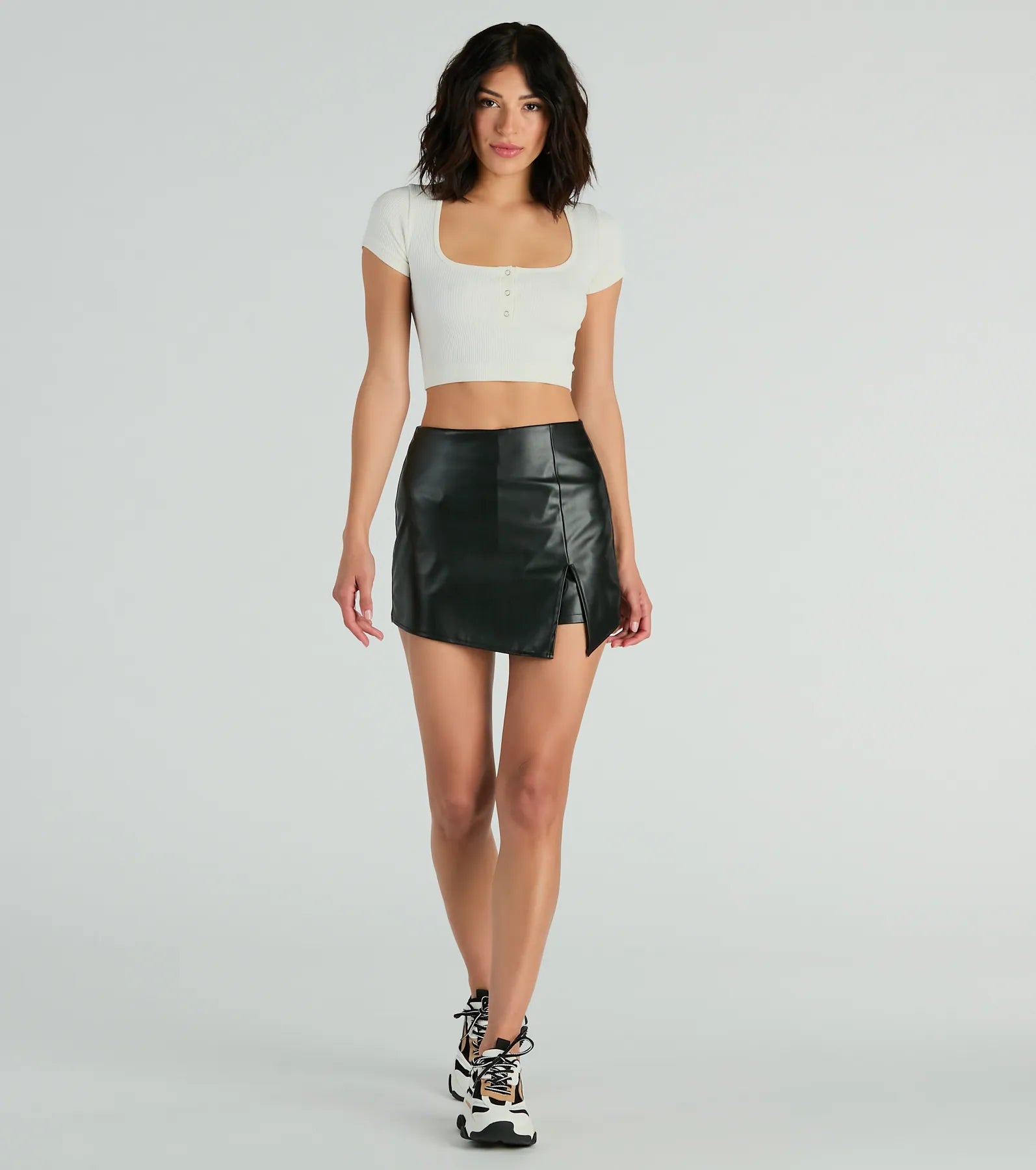 Ultimate Sleek High-Rise Faux Leather Skort - Born To Be Chic