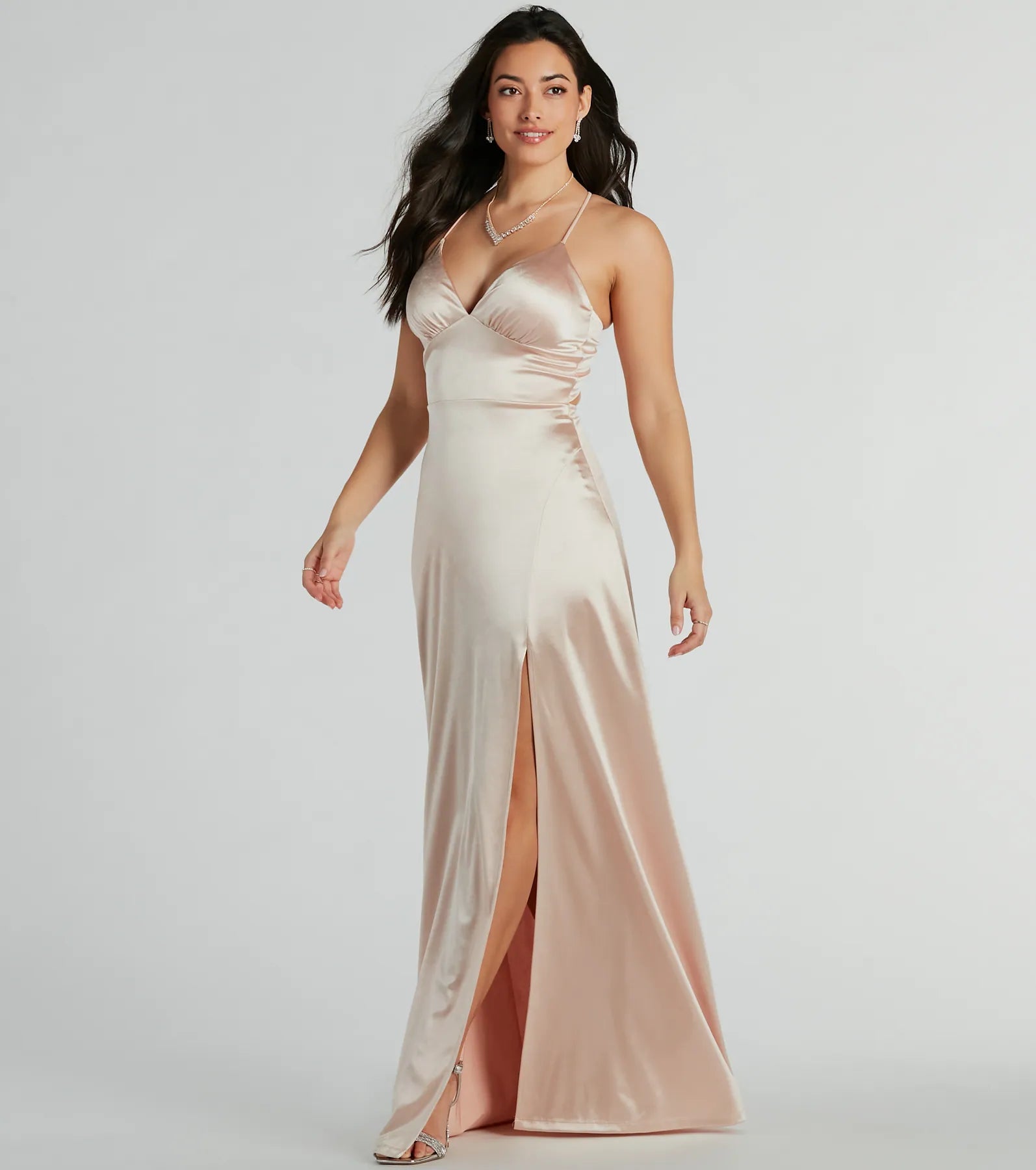 Laurel Luxe Lace-Up Satin Formal Gown