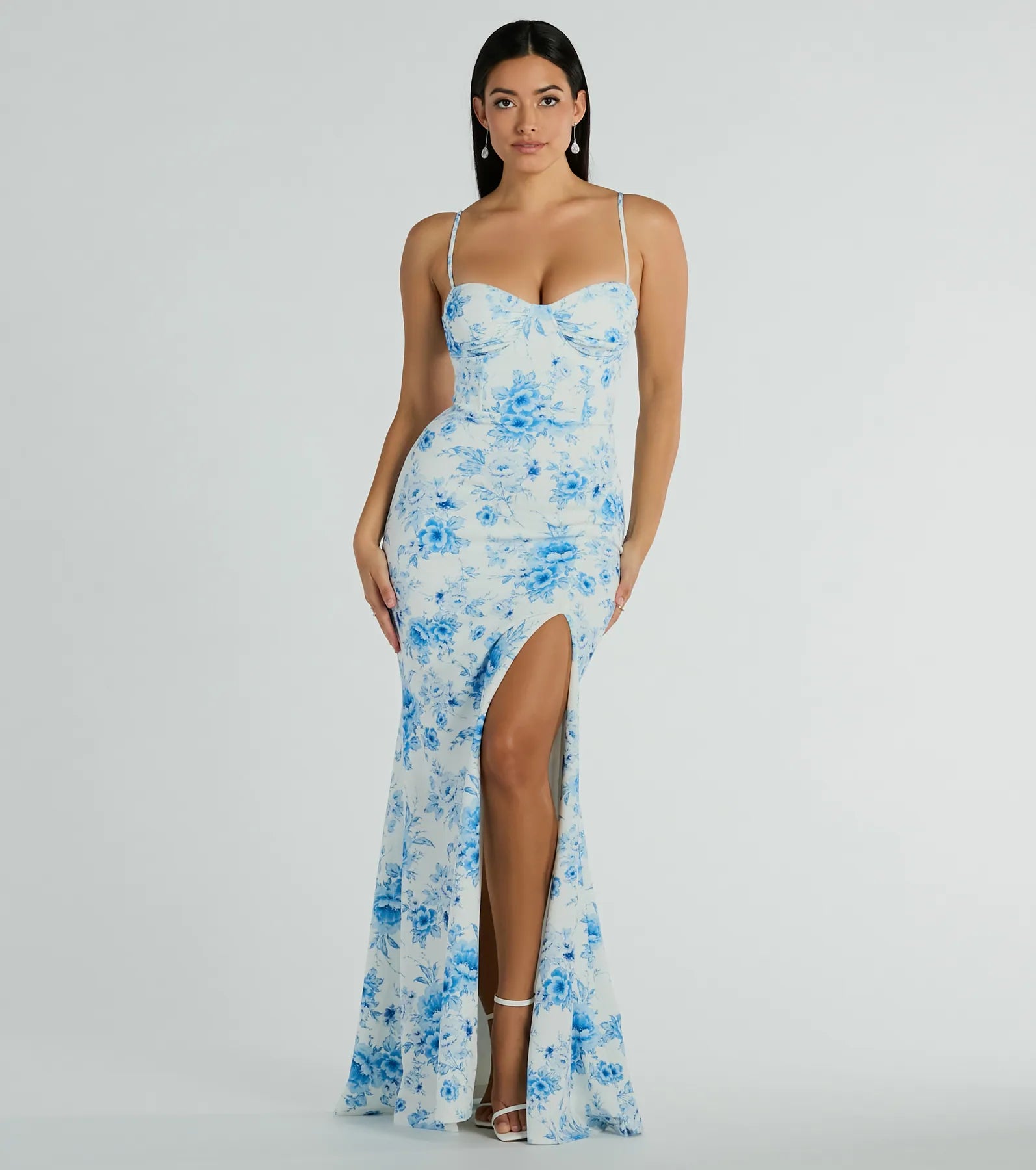 Elia Premium Floral Mermaid Dress with High Slit