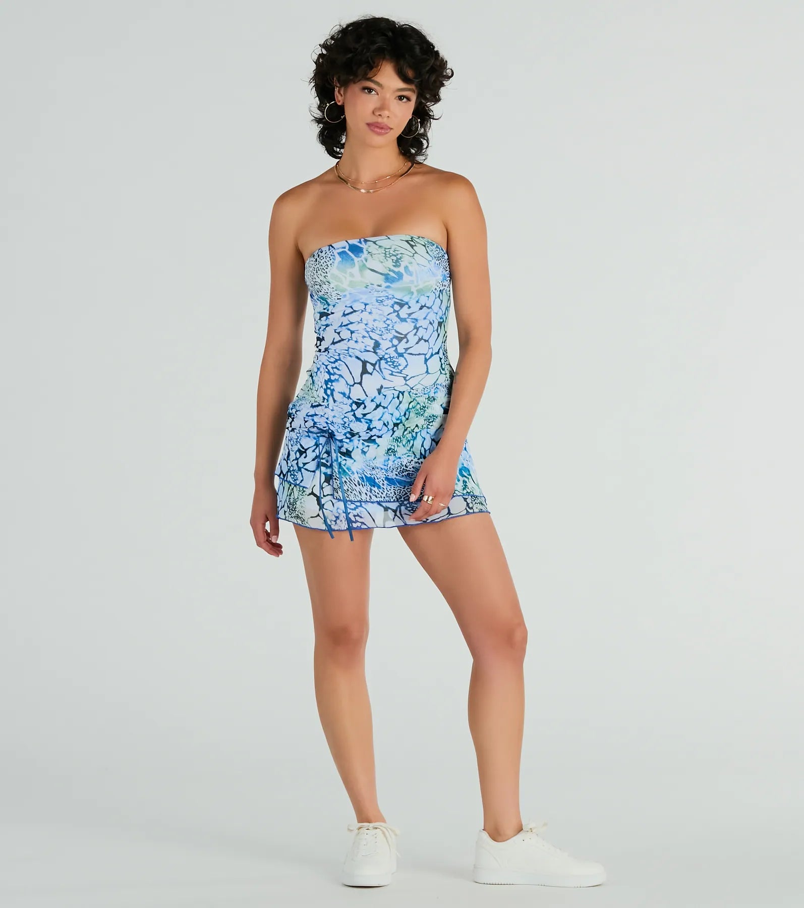 Ultimate Vibrant Butterfly Print Strapless Mini Dress