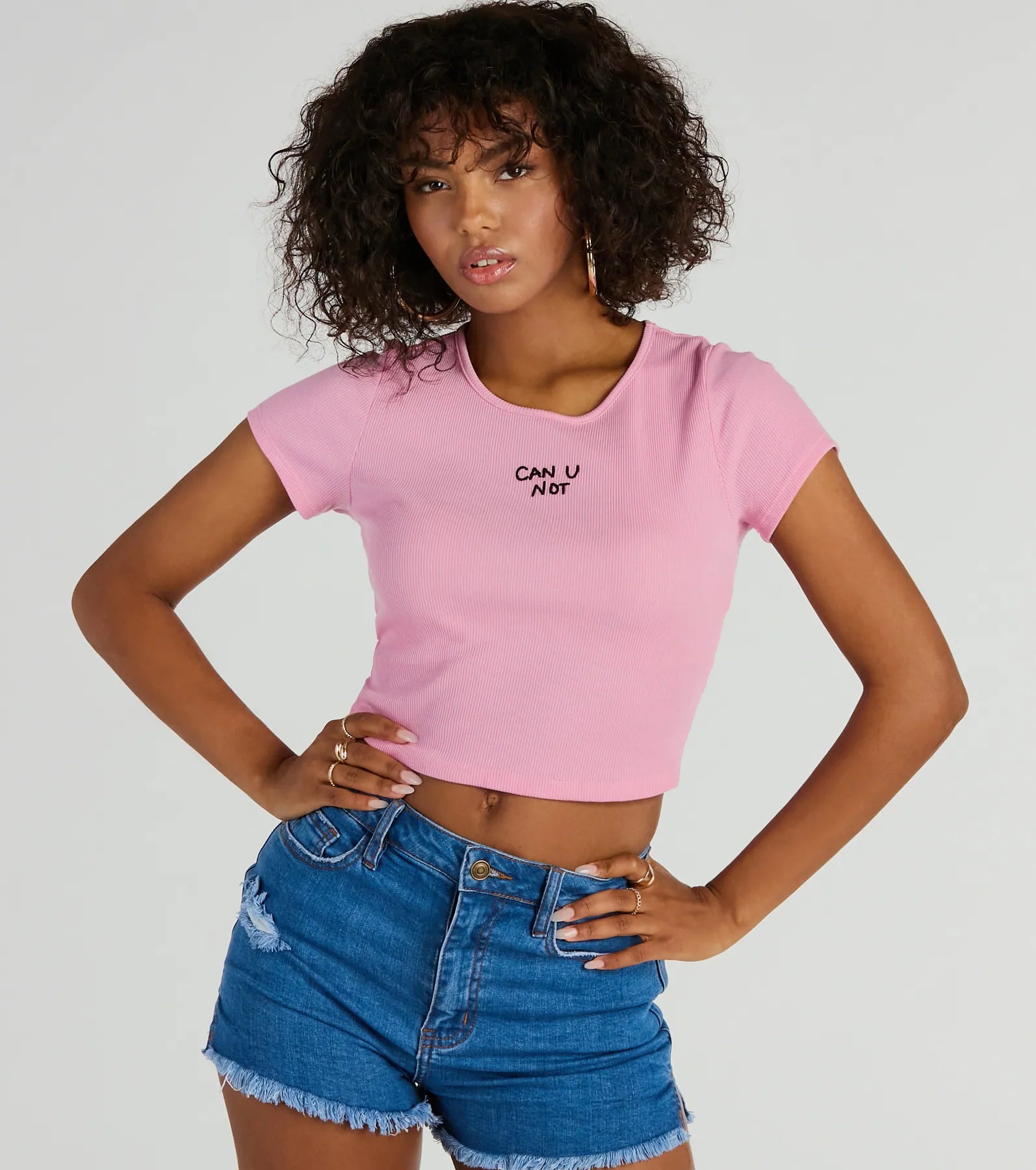 Ultimate Can U Not Crew Neck Crop Tee - Sassy & Stylish